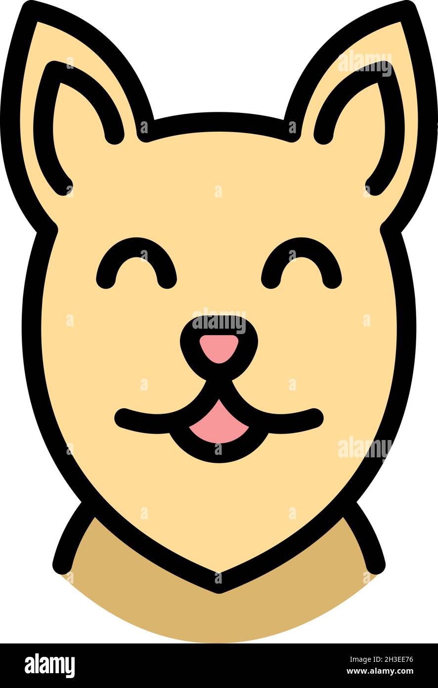 Symbol „Happy Dog Face“. Kontur glücklich Hund Gesicht Vektor-Symbol Farbe flach isoliert Stock Vektor
