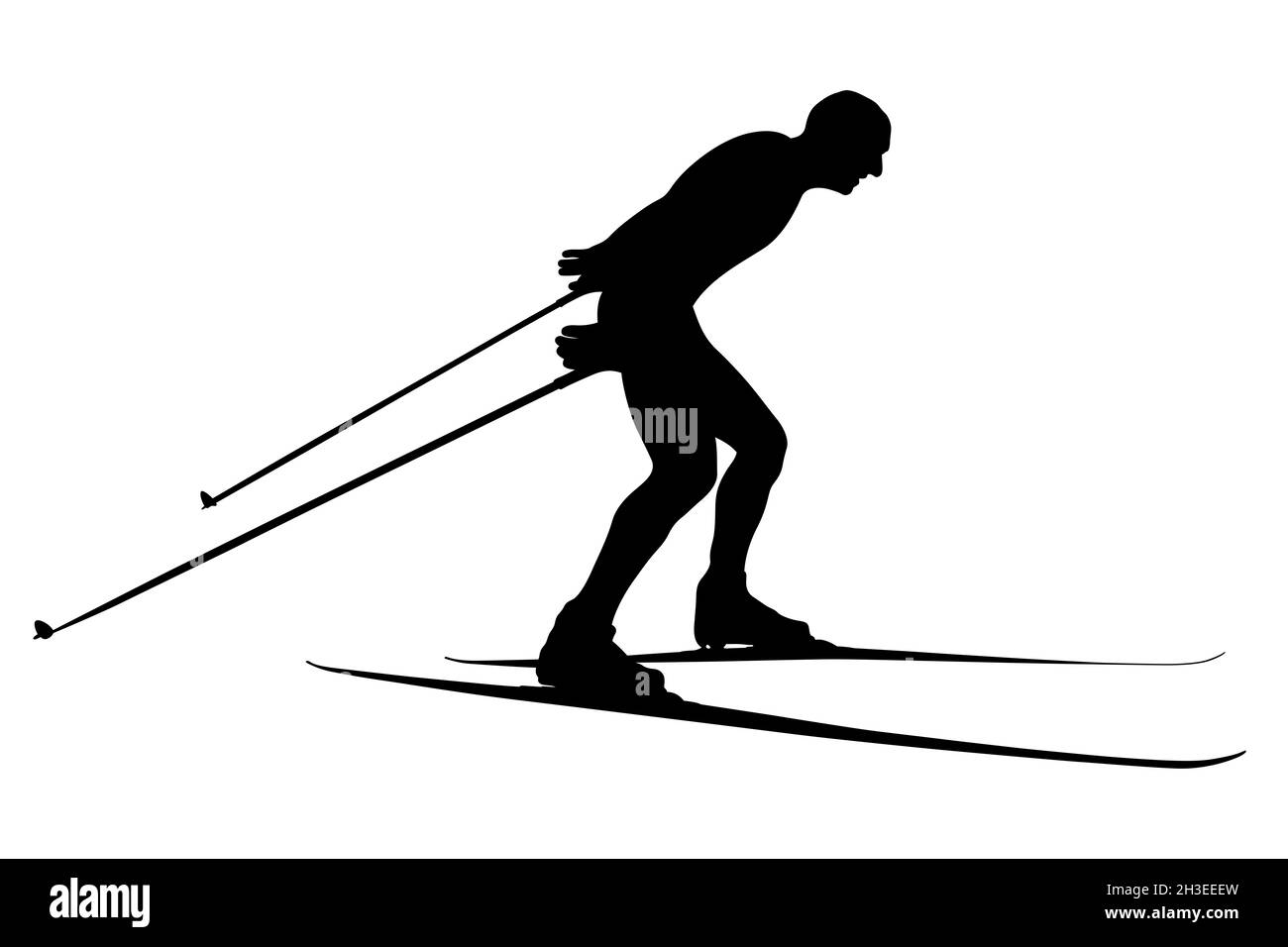 Männer Skifahrer Cross Country Ski schwarz Silhouette Stockfoto