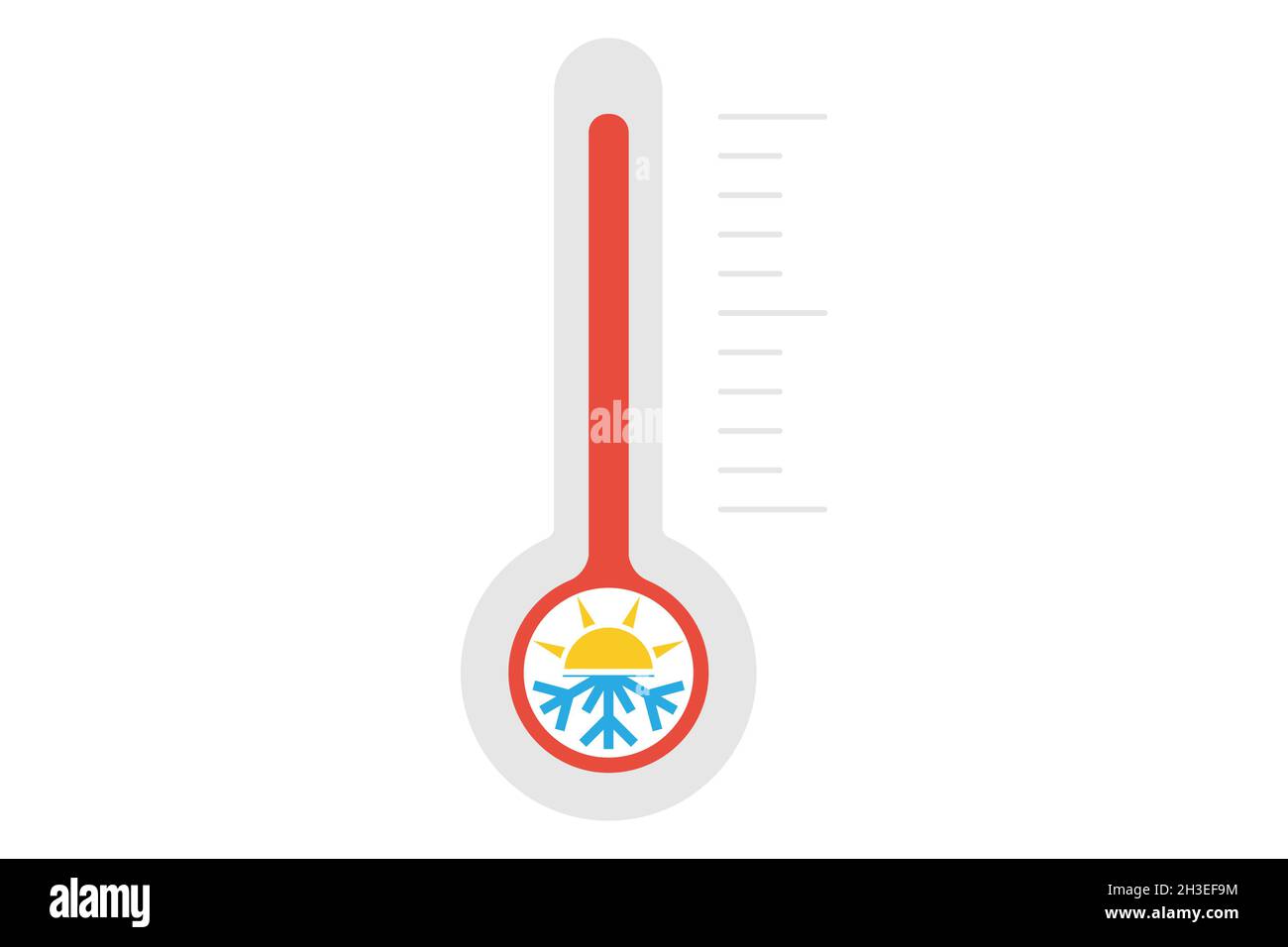 Thermometer-Symbol mit Sonnenschneeflocke Stock Vektor
