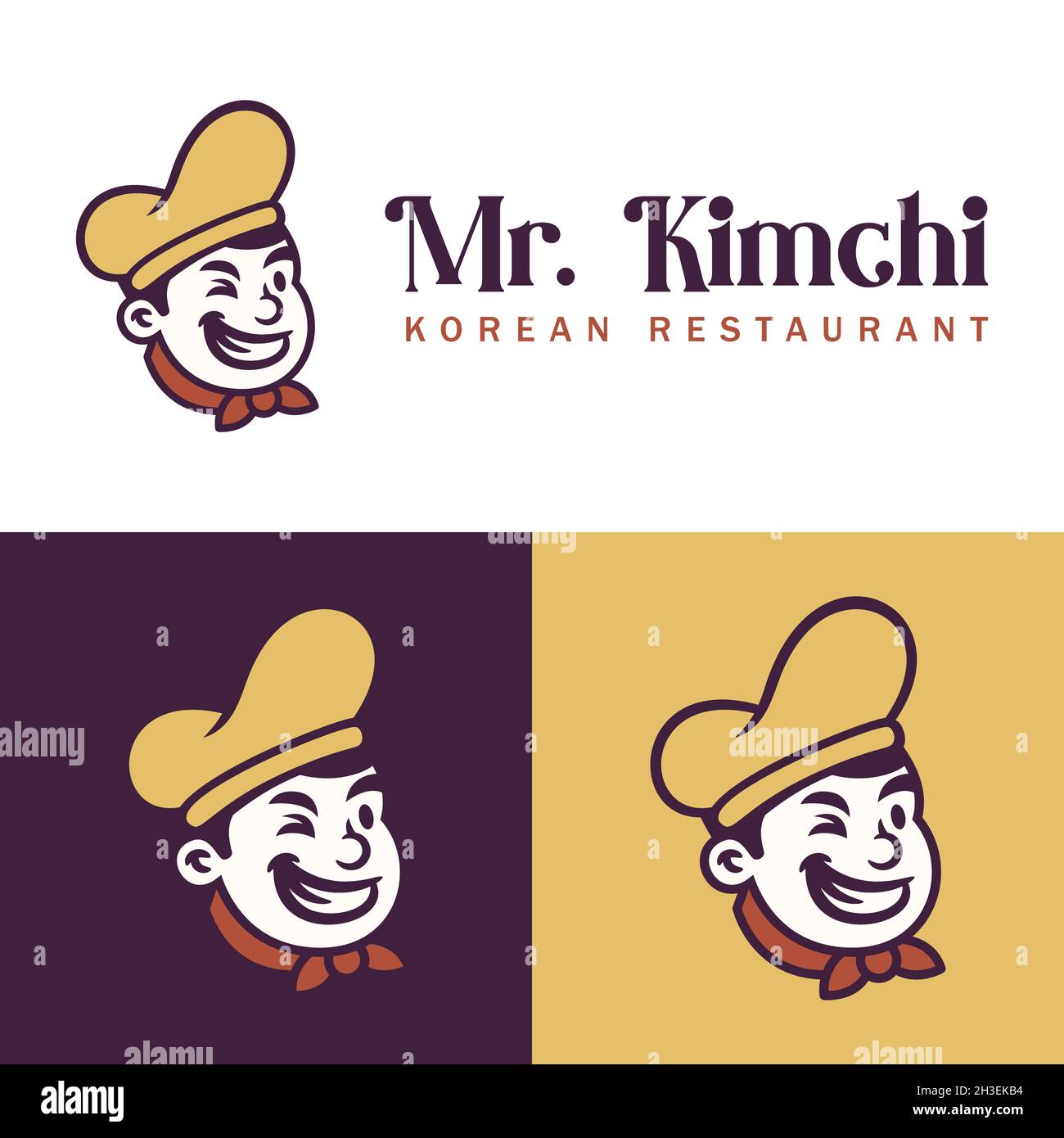 NIEDLICHES MASKOTTCHEN-LOGO DES KÜCHENCHEFS Stock Vektor