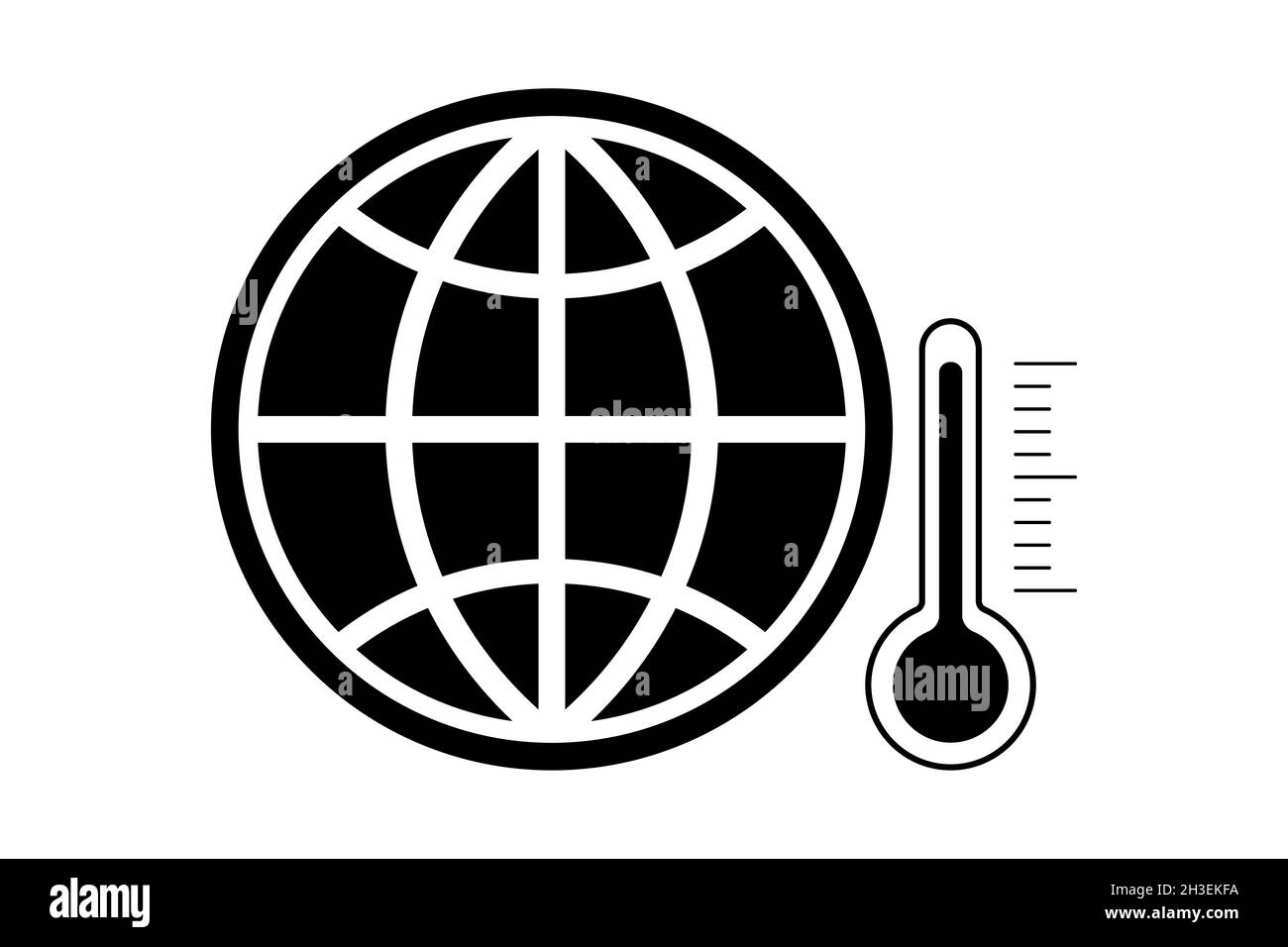 Symbol für die globale Erwärmung. Planet und Thermometer Stock Vektor