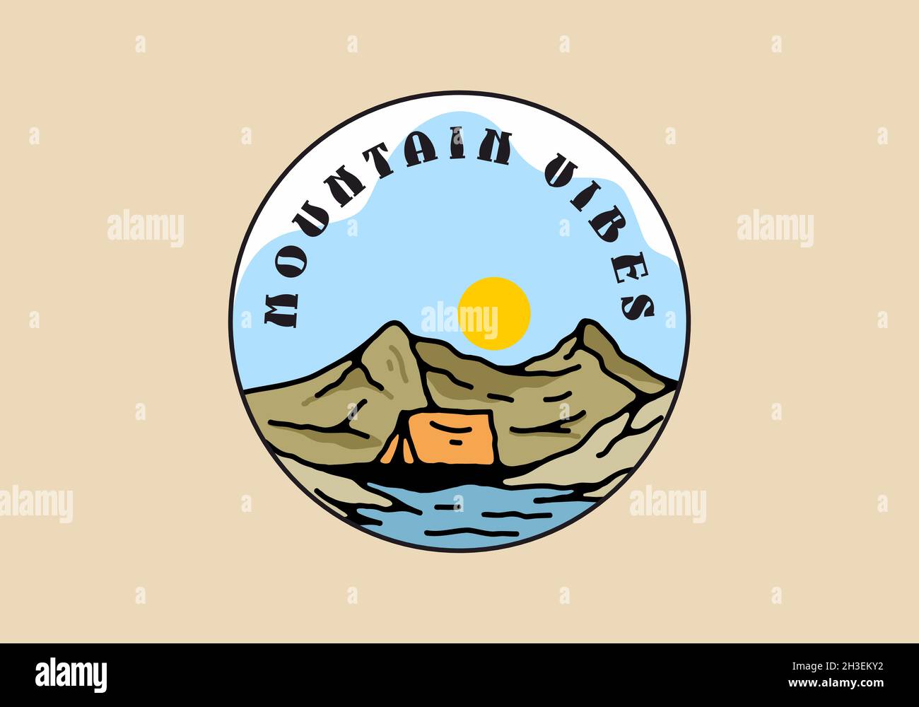 Mountain Vibes Camping Illustration Zeichnung Design Stock Vektor
