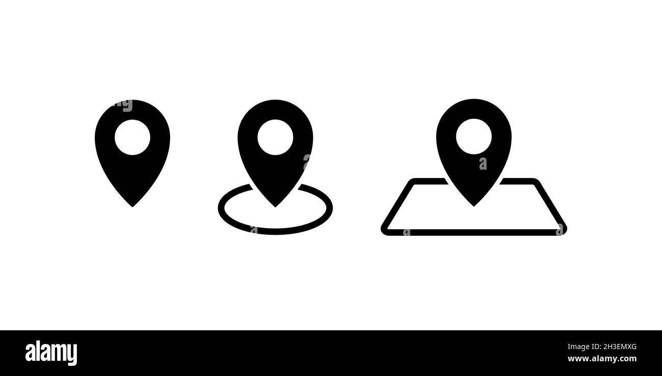 Symbole für die PINs-Position legen ein einfaches Design fest Stock Vektor