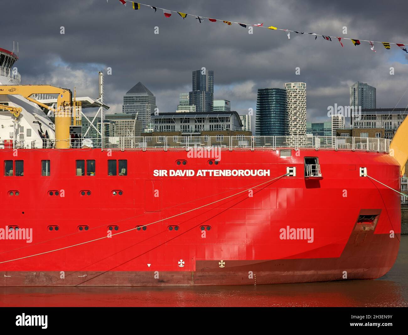 RRS Sir David Attenborough - Britisches Polarforschungsschiff der Antarktis, Greenwich, London, Großbritannien, 28. Oktober 2021, Foto von Richard Goldschmidt Stockfoto