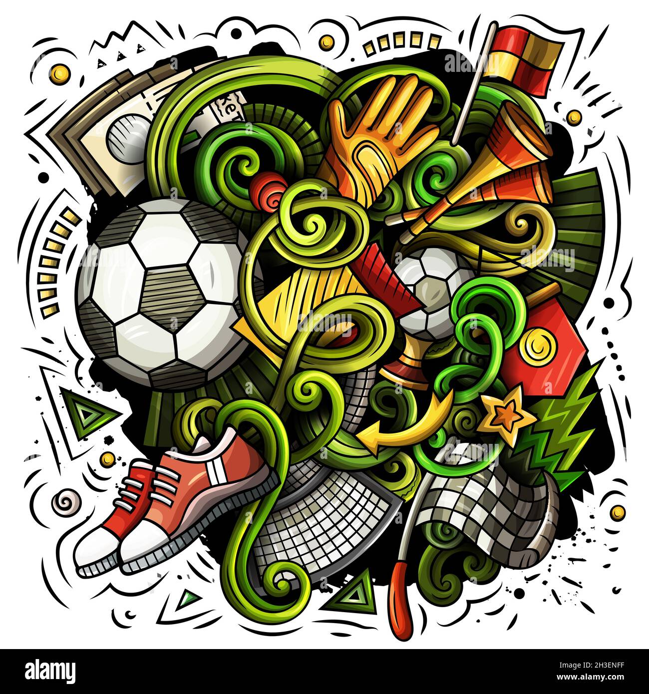 Cartoon Vektor Doodles Fußball Illustration Stock Vektor