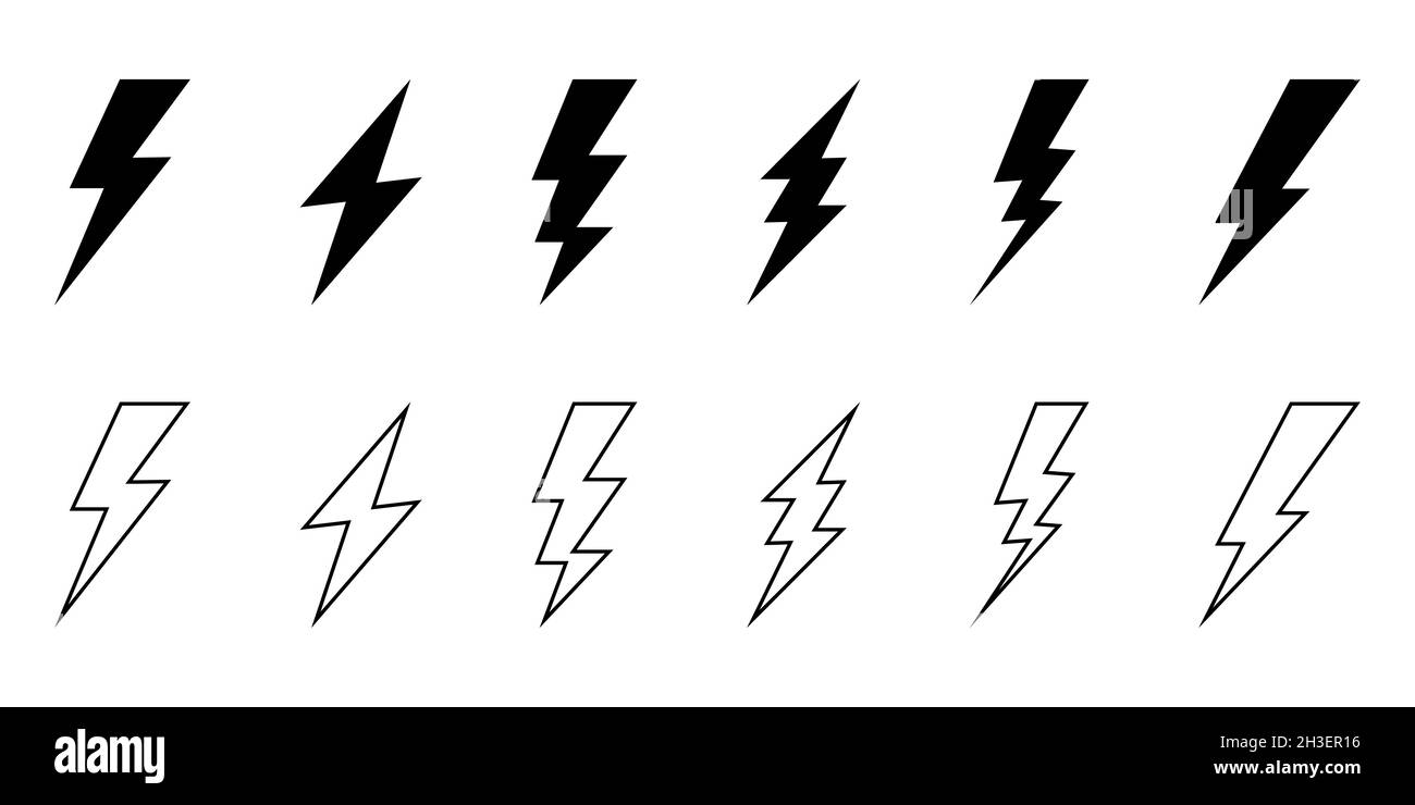 Flash-Symbol legt Linienstil fest Stock Vektor