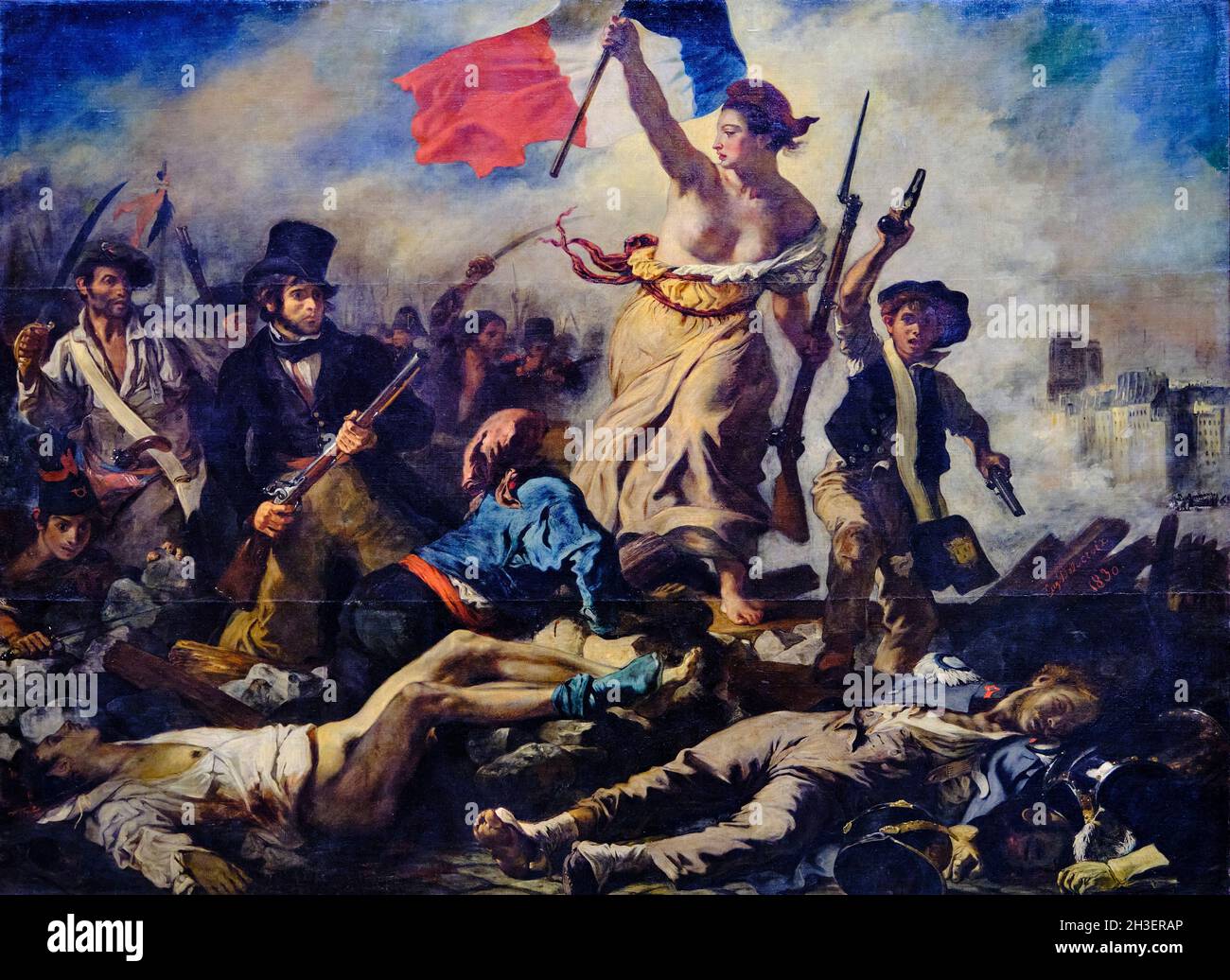 Frankreich, Paris, Louvre-Museum, französische Gemäldegalerie des 19. Jahrhunderts, Liberty Leading the People von Eugène Delacroix, 1831 Stockfoto