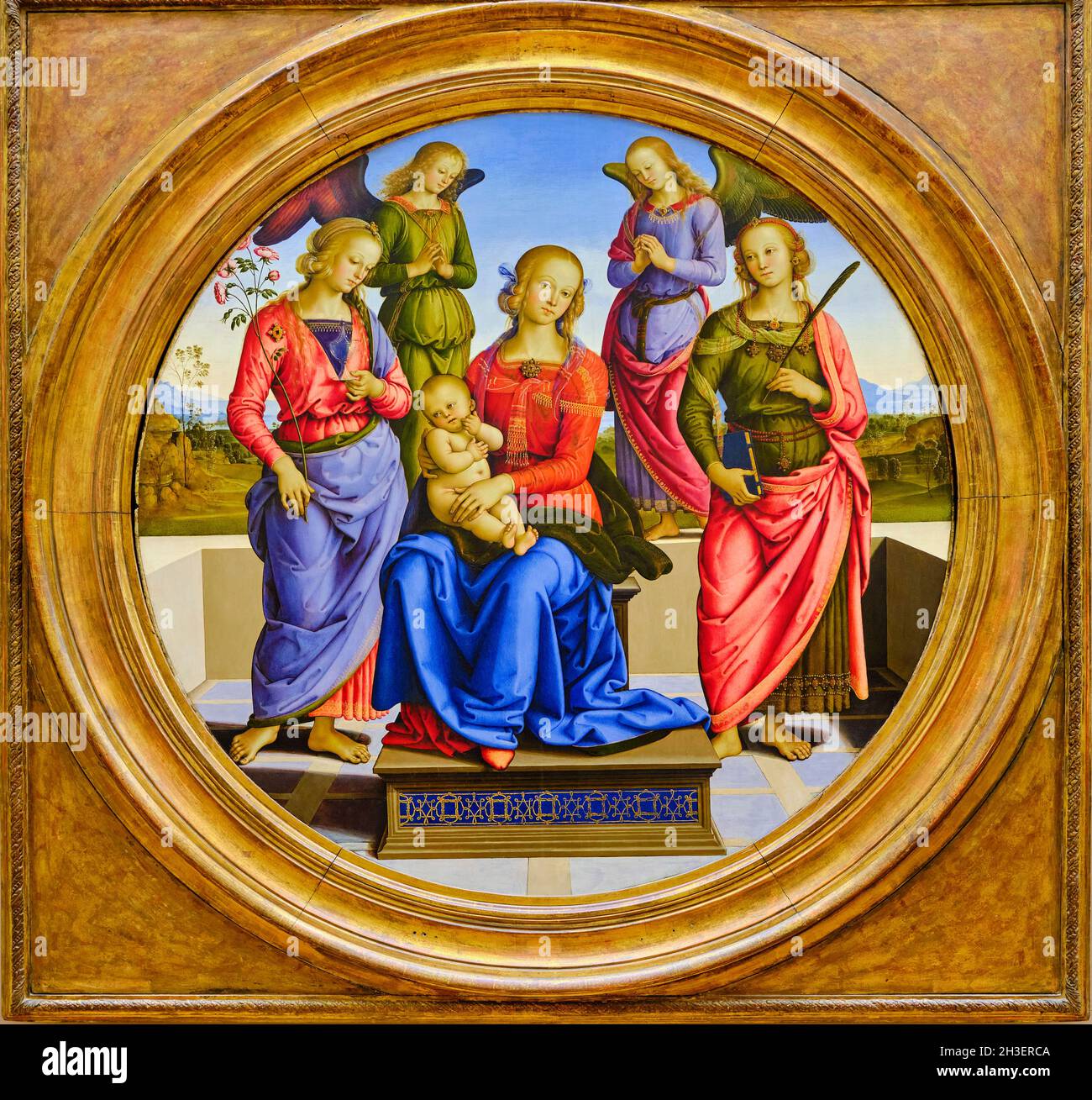 Frankreich, Paris, Louvre Museum, die Jungfrau Maria und das Jesuskind mit zwei Engeln, Le Peugin Stockfoto