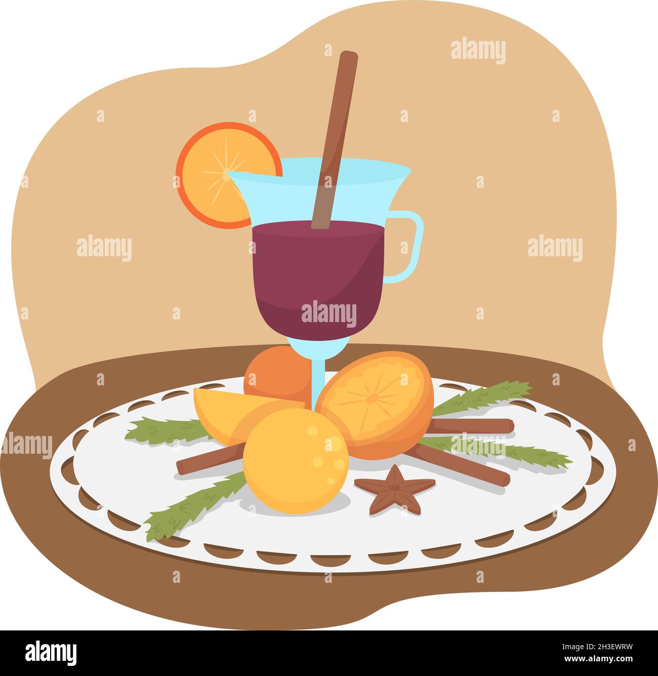 Glühwein 2D Vektor isolierte Illustration Stock Vektor