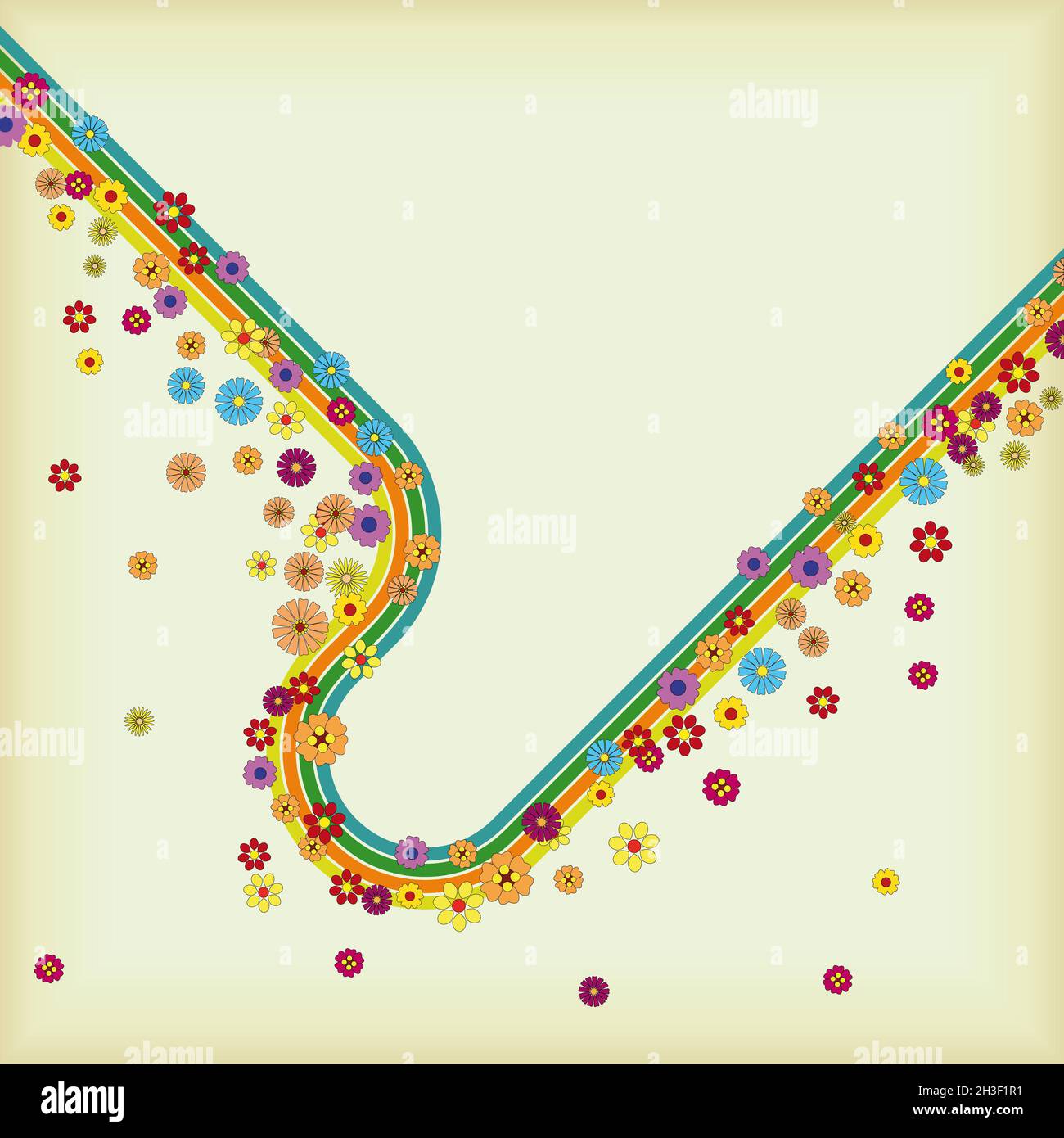 Retro Design Flower Power LP-CD Stockfoto