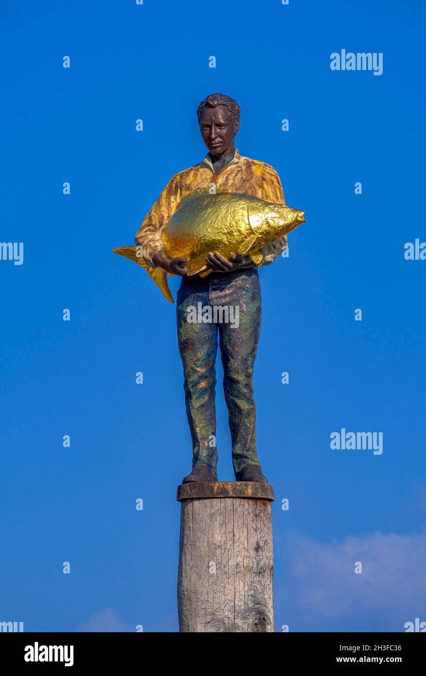 Skulptur 'der Diez' von Matthias Rodach am Untermüellerplatz in Diessen am Ammersee, Oberbayern, Bayern, Deutschland, Europa Stockfoto