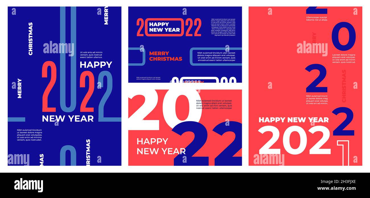 Moderne 2022 Broschüren. Frohes neues Jahr 22, Kalendereinband mit Zahlen Dekoration Konzept. Grußkarten, Corporate Banner aktuellen Vektor-Design Stock Vektor