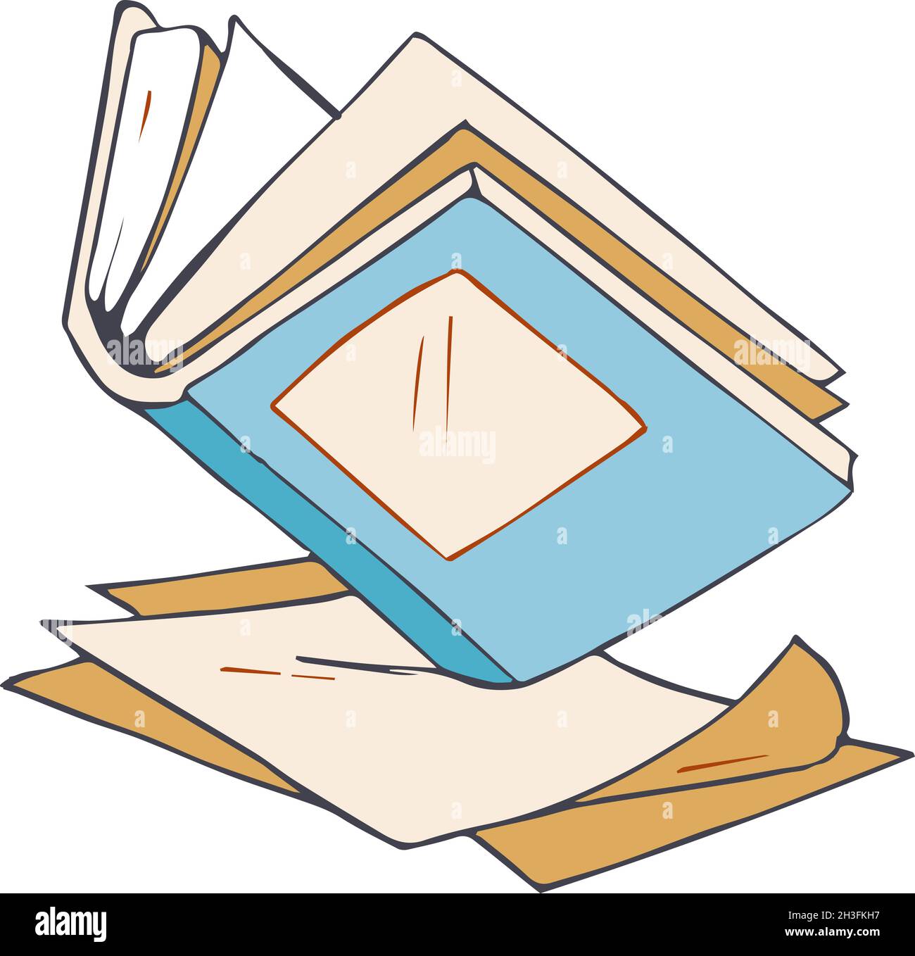 Öffnen Sie das Buch. Skizzentagebuch, leere Papierseiten. Isoliertes Doodle-Notizbuch-Symbol, handgezeichnete Vektorgrafik für Journale Stock Vektor