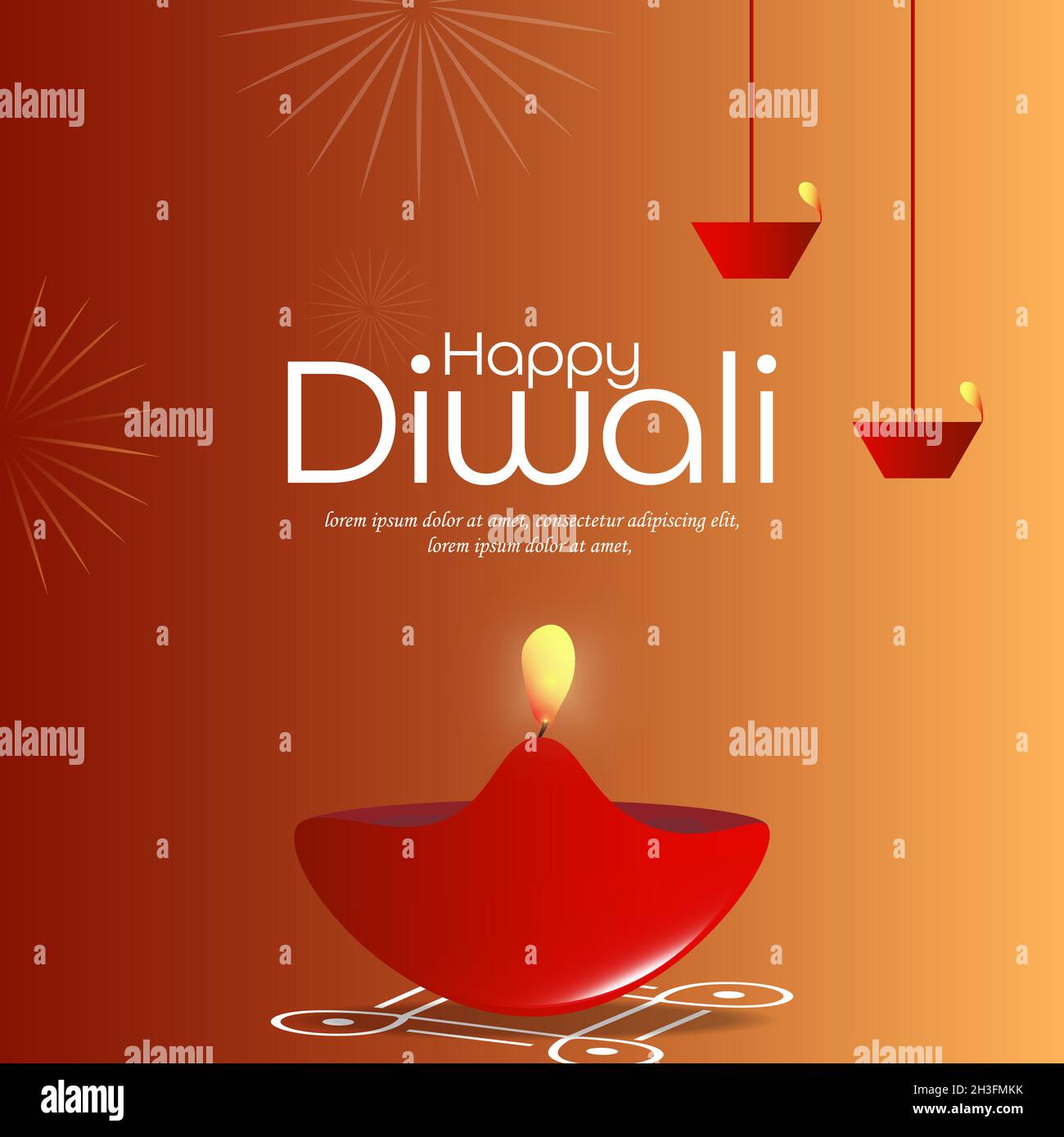 Vektor-Illustration der traditionellen Feier des glücklichen diwali. Deepavali Licht- und Feuerfeste. Stock Vektor