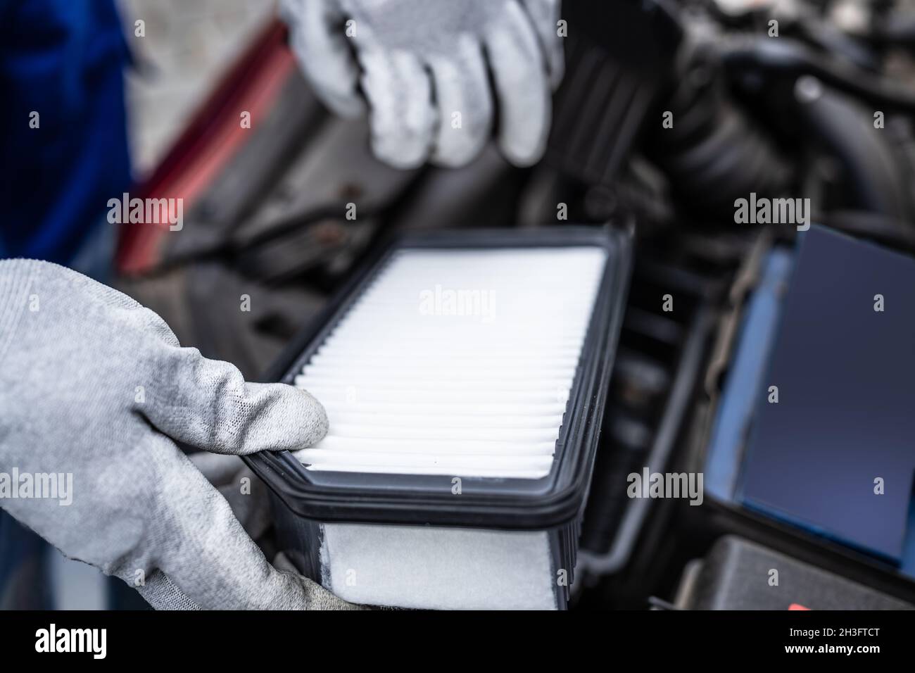 Neuer Clean Car Filter. Frischluft Des Fahrzeugs. Fahrzeugwartung Stockfoto