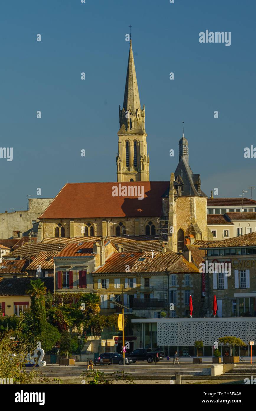 Blick auf die Kirche von Bergerac. Neue Aquitaine. Frankreich Stockfoto