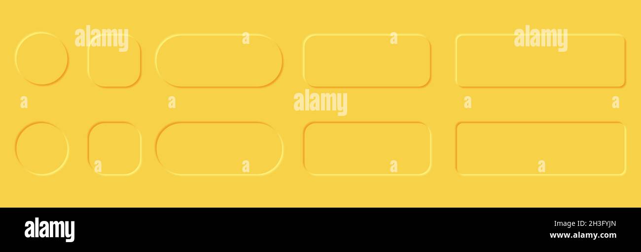 Neumorphic UI UX Design Buttons in Gelb Farben Stock Vektor