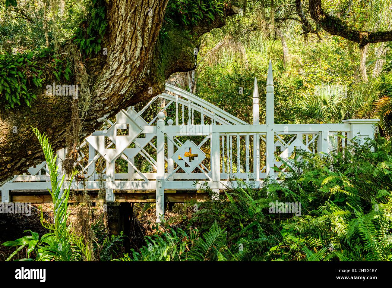 Victorian Bridge, Koreshan State Park, Corkscrew Road, Estero, Florida Stockfoto
