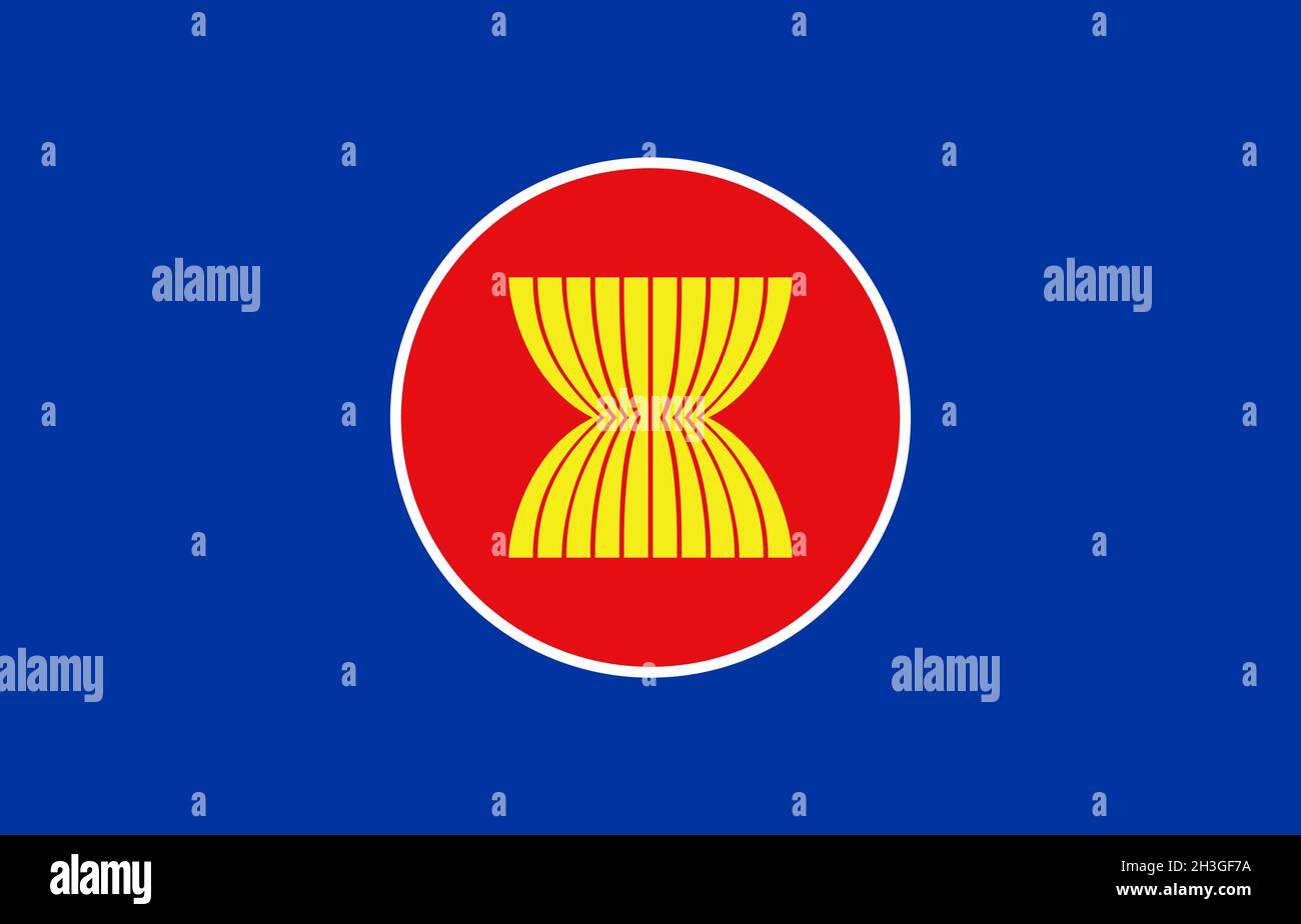 АSEАN (Vereinigung südostasiatischer Nationen) seit 1967, Flagge Stock Vektor