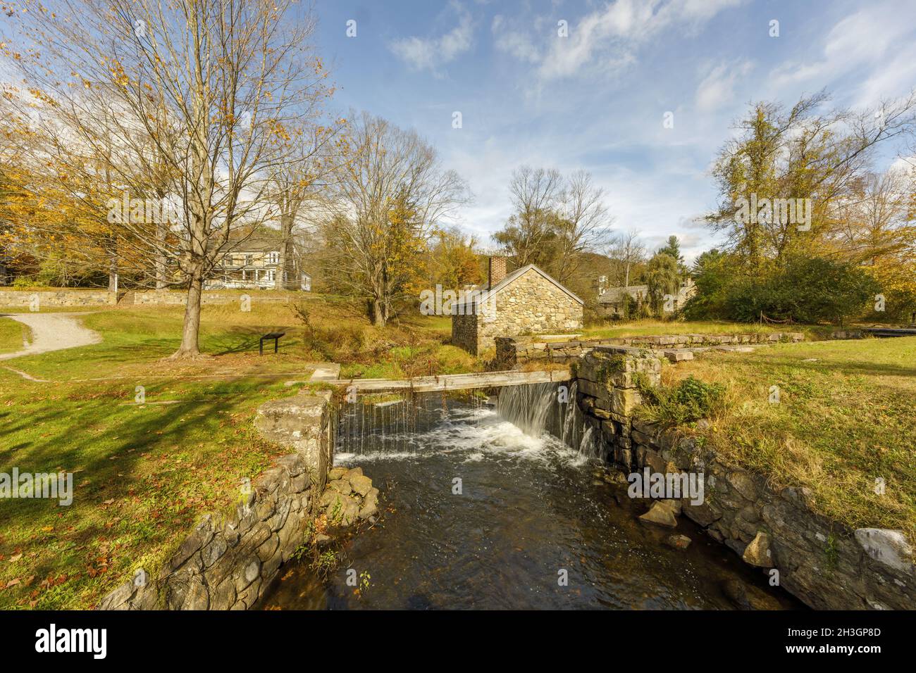 Blacksmith und Musconetcong River Lock, Waterloo Village, Stanhope, New Jersey, USA Stockfoto