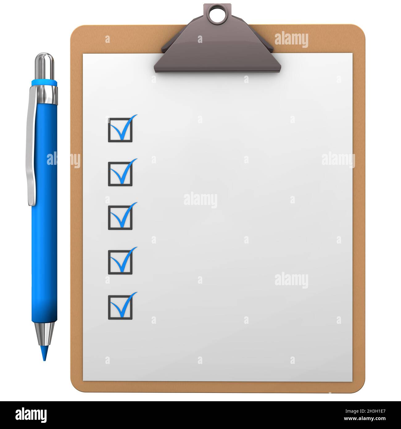 Blauer Stift In Der Zwischenablage Stockfoto