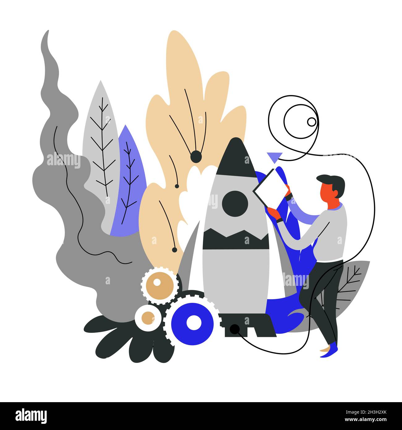 Raumschiff starten Raketenstart-Startup-Konzept Stock Vektor