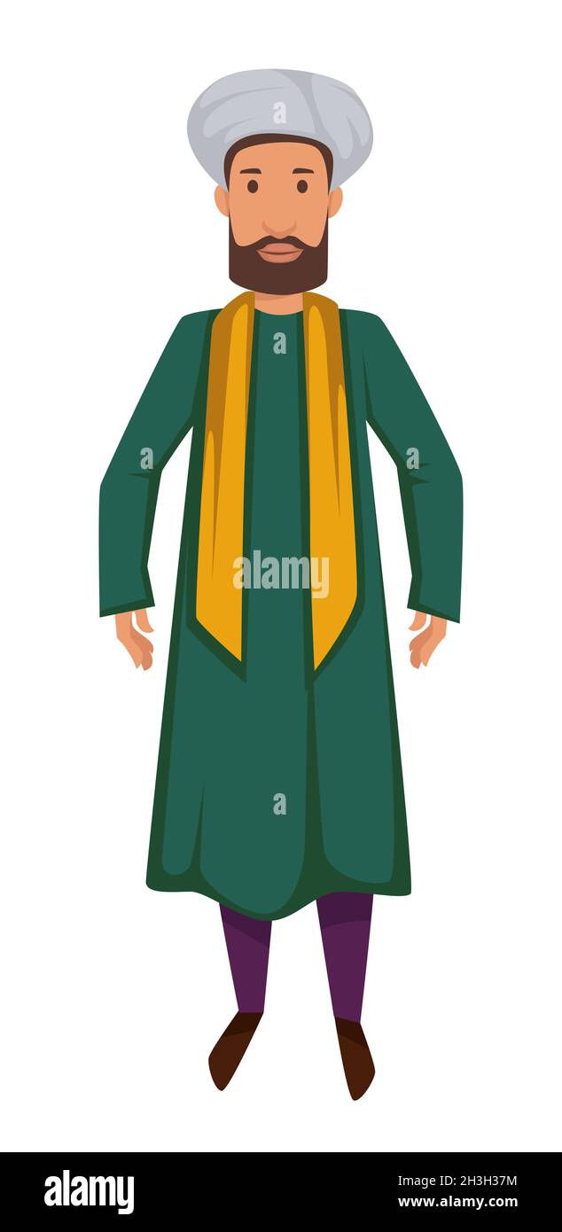 Indischer Mann in traditioneller Kleidung asiatische Nationalität oder Ethnie Stock Vektor