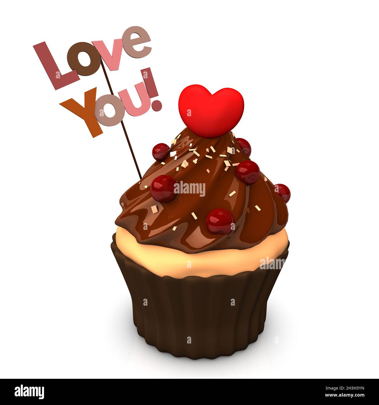 Cupcake Choco Heart Love You Stockfoto