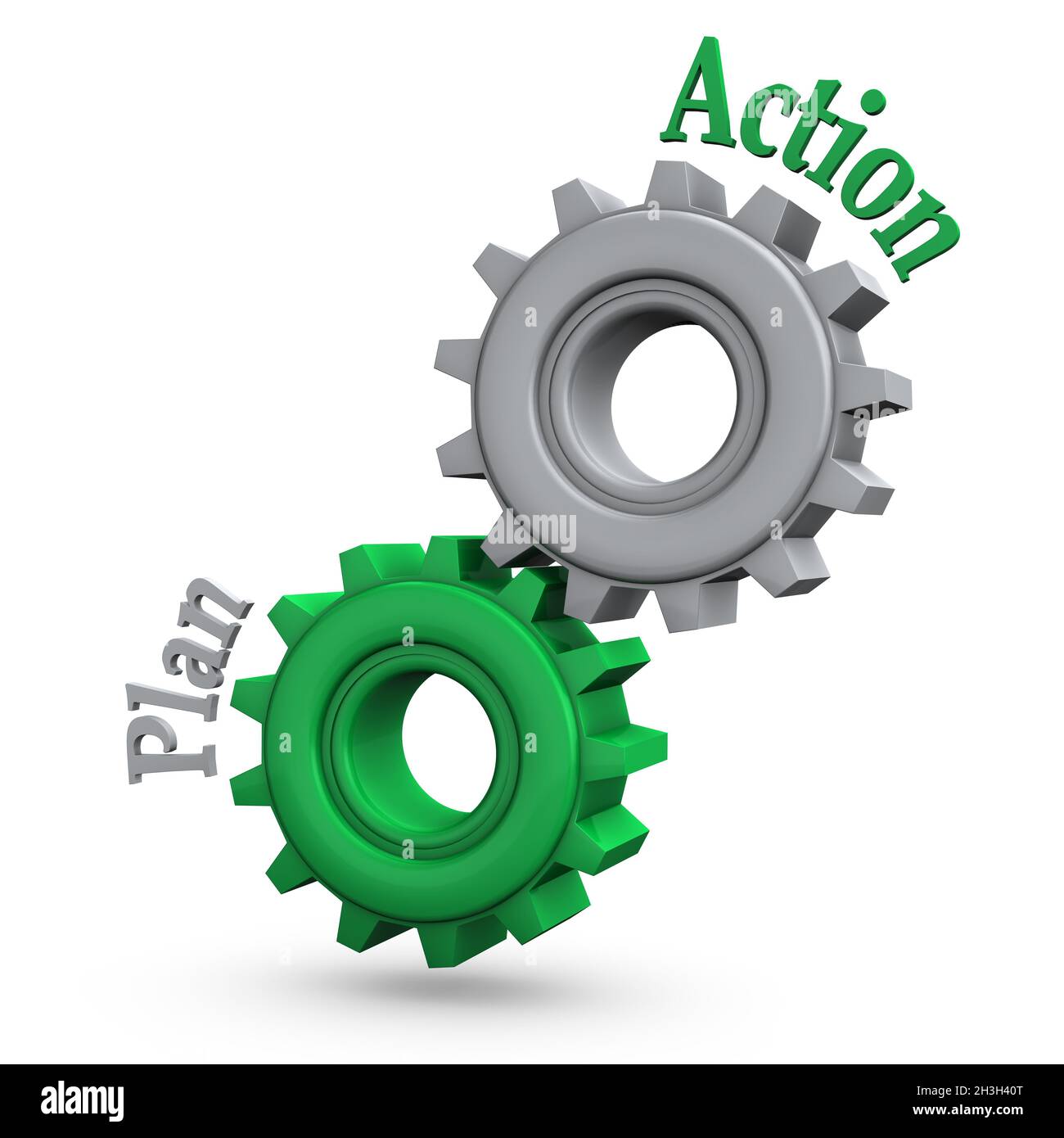 Zahnräder-Aktionsplan Stockfoto
