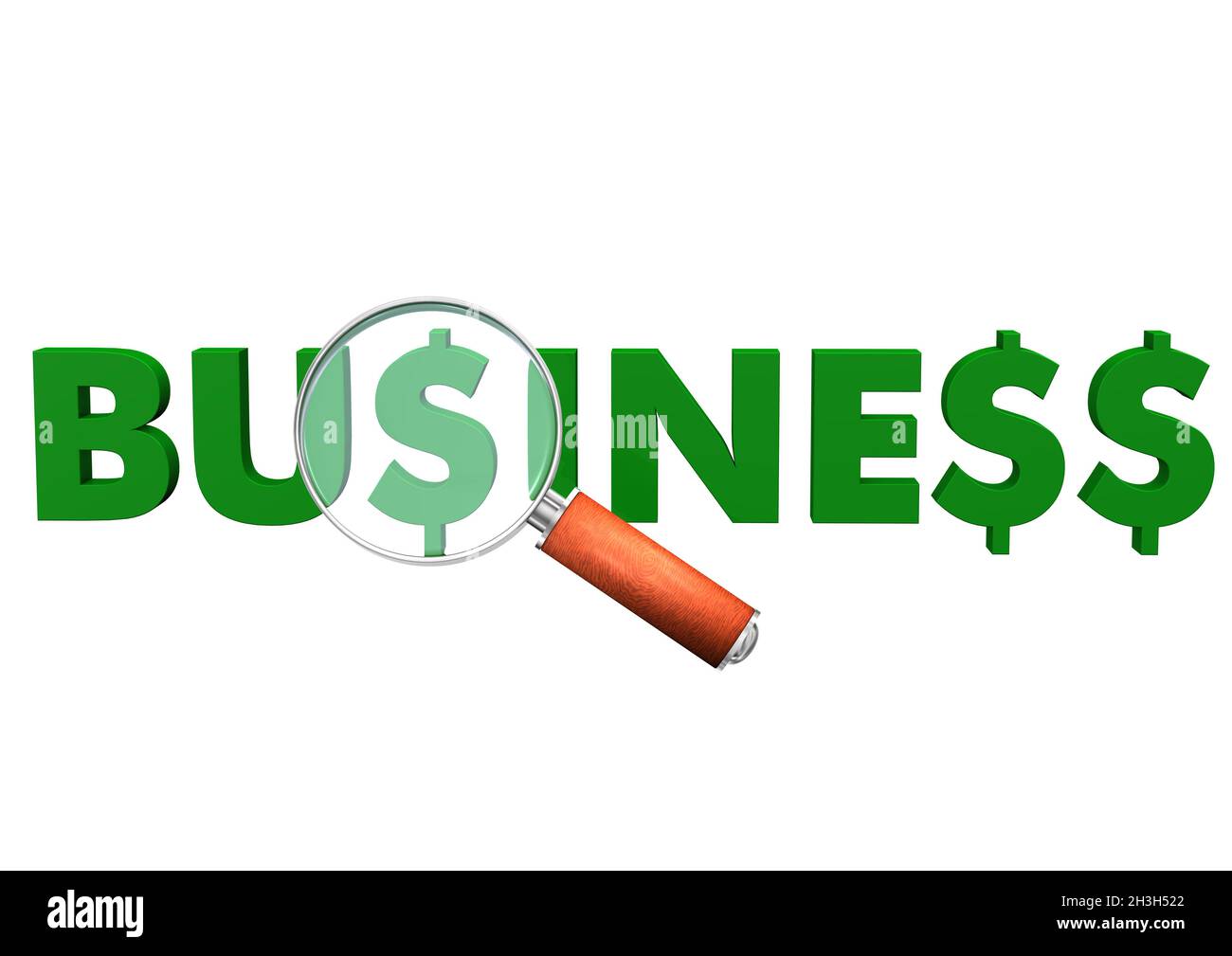 Business-Dollar-Lupe Stockfoto