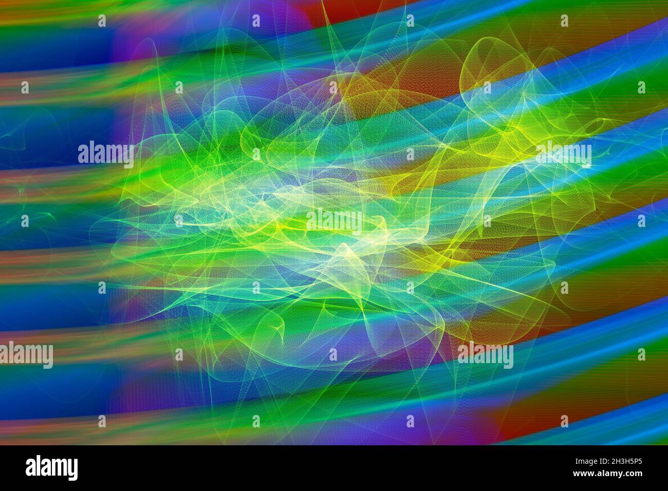 Abstrakter grüner Hintergrund mit gelbem Gitter. Stockfoto