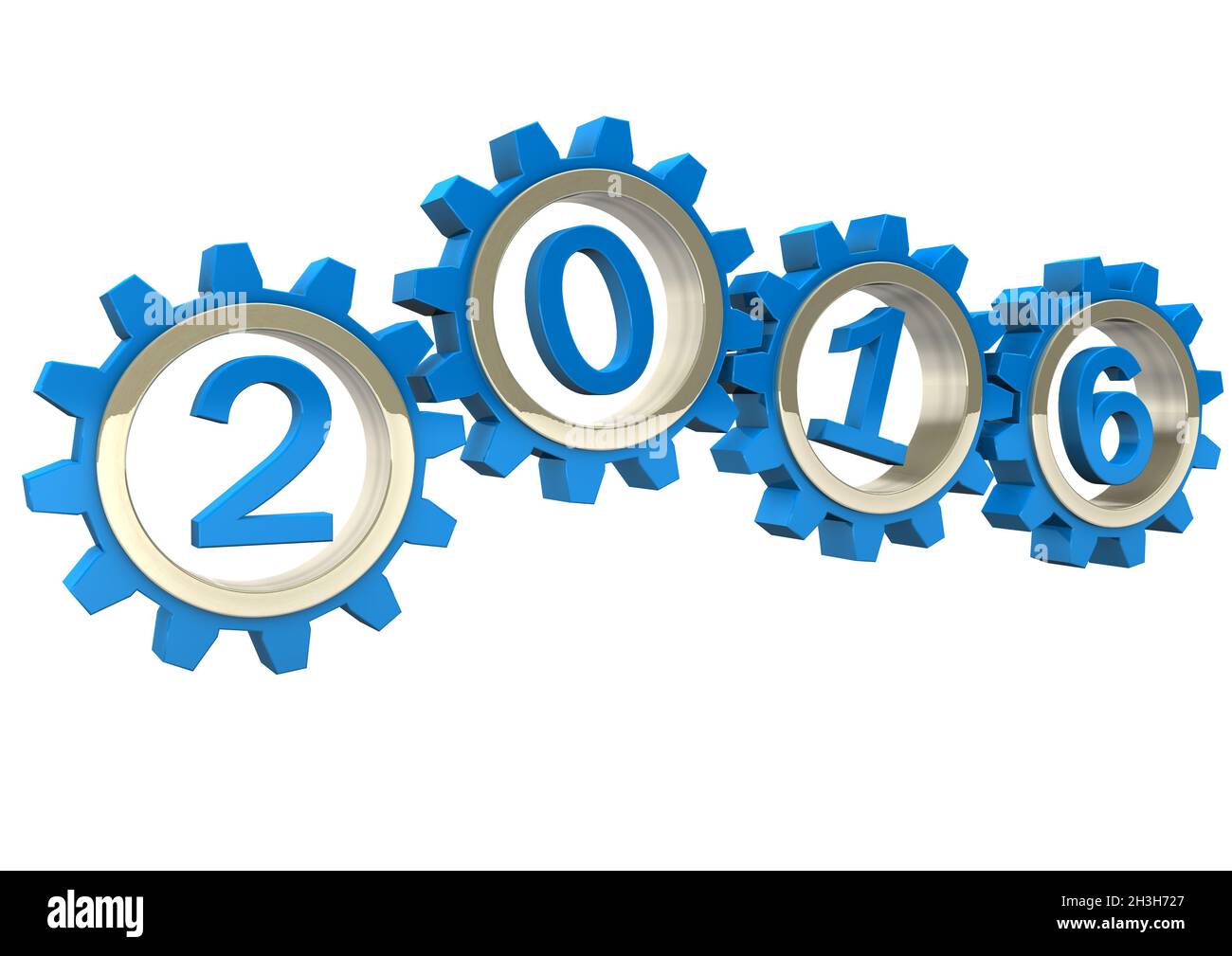 2016 Blaue Zahnräder Stockfoto