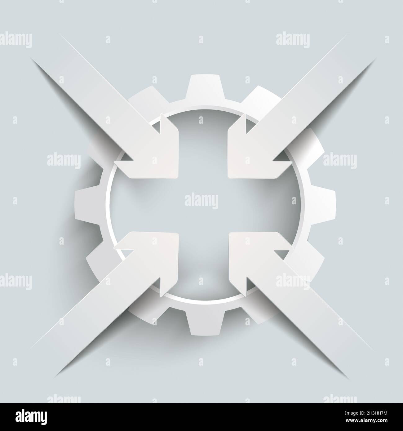 4 Paper Cut Arrows Gear Center Stockfoto