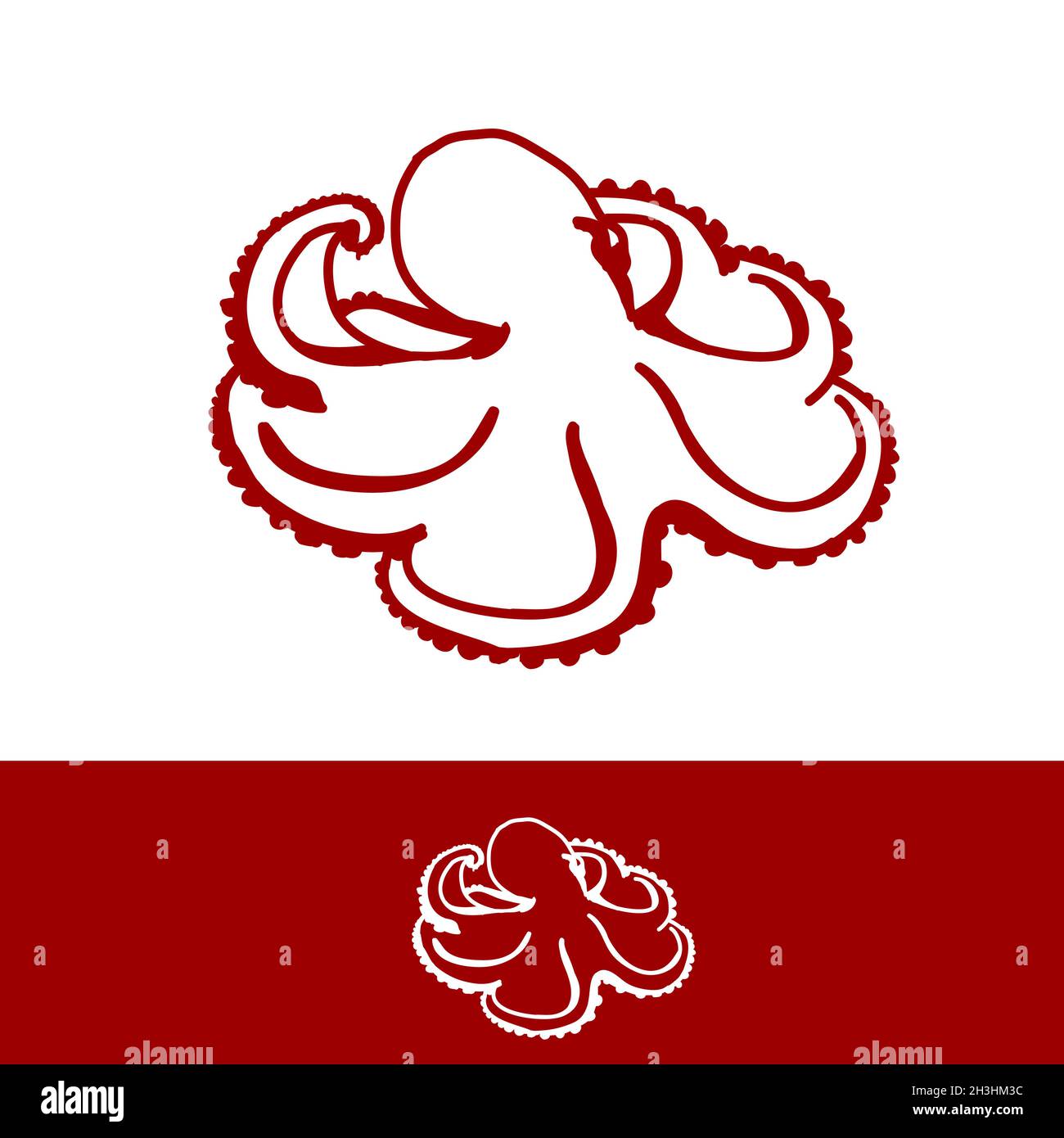Abstrakter Vektor Octopus Symbol Design Element. Octopus Silhouette Symbol auf weißem Hintergrund isoliert. Vektorgrafik EPS.8 EPS.10 Stock Vektor