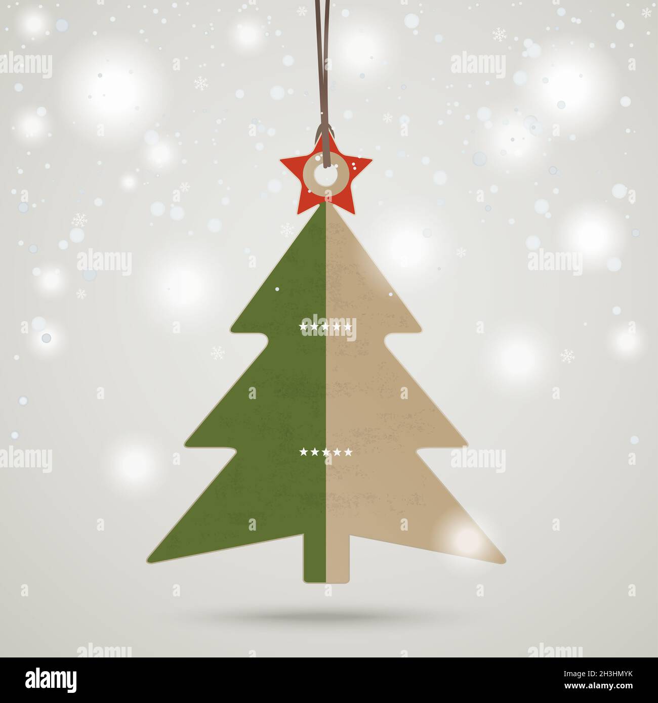 Vintage Weihnachten Preis Aufkleber Schnee PIAD Stockfoto