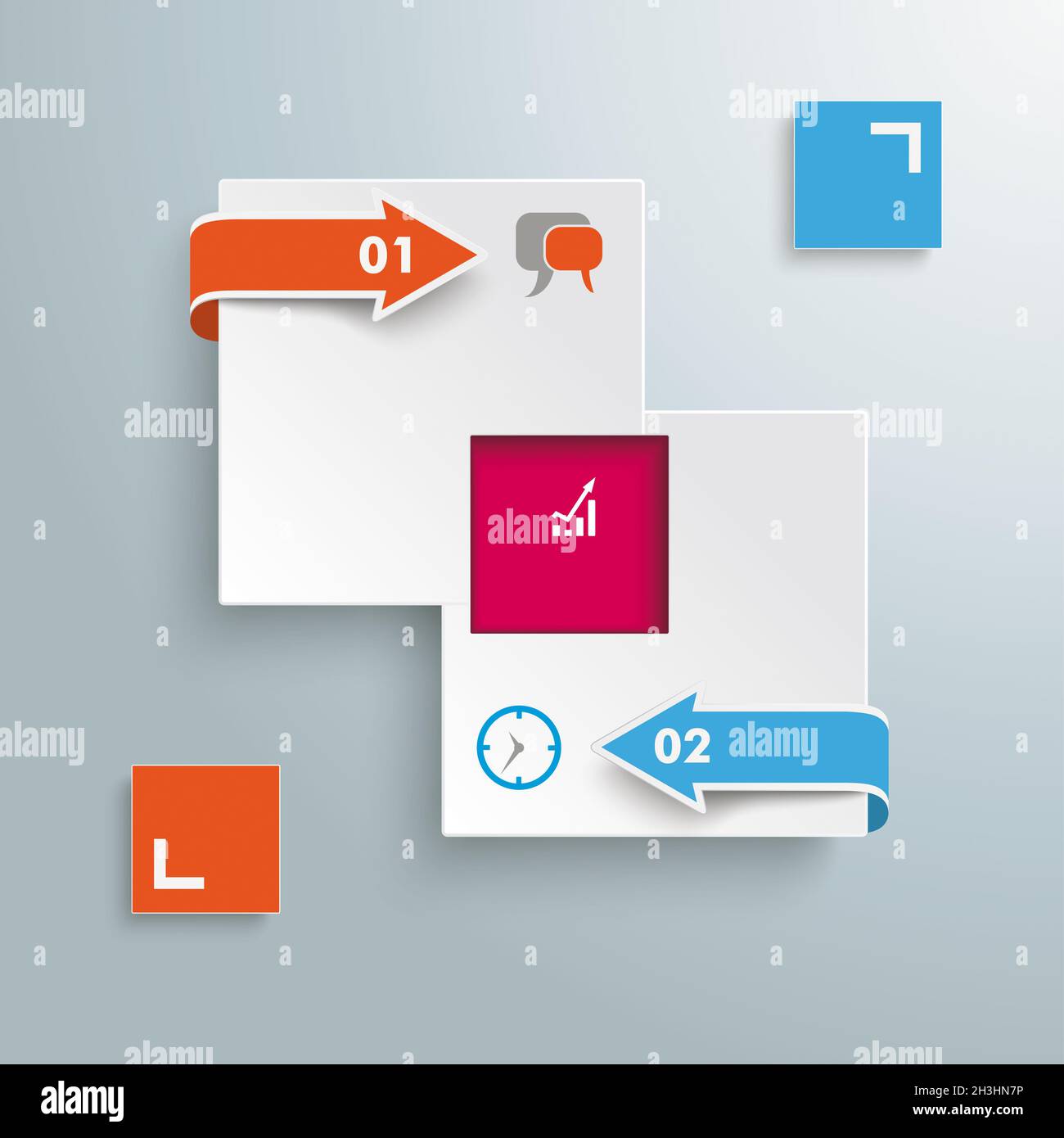 Rechtecke E-Commerce-Vorlage 2 Pfeile PIAD Stockfoto