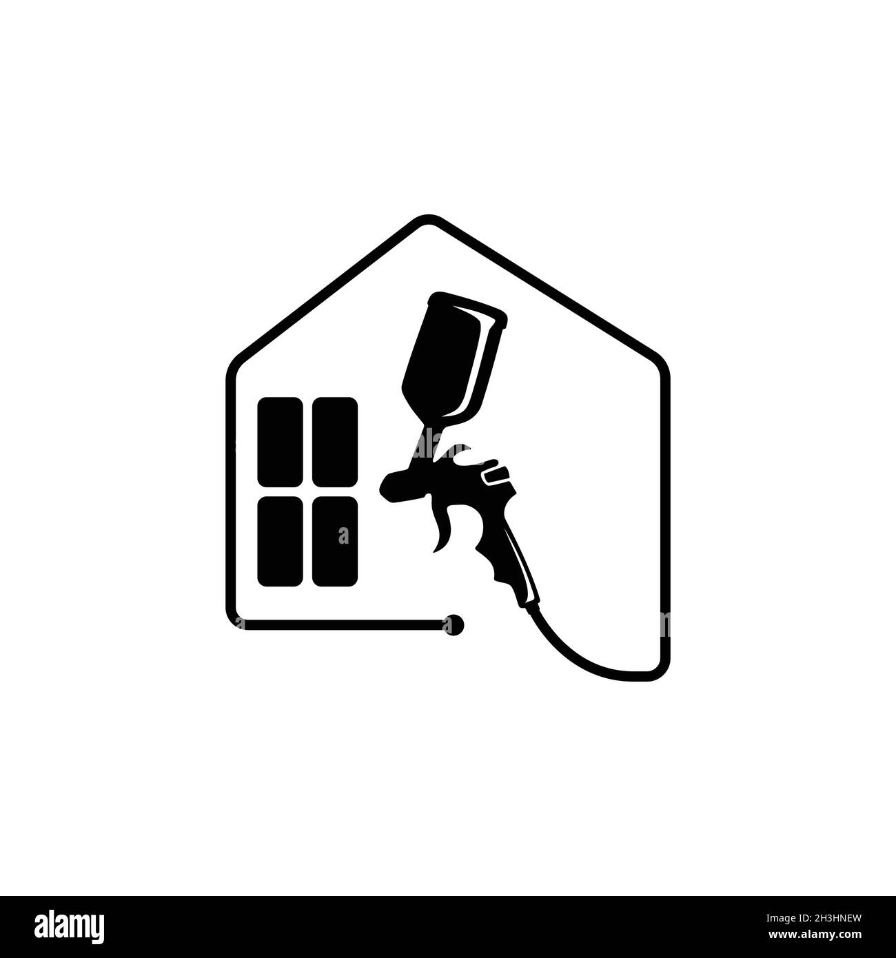 Spritzpistole mit Hauskonturstil für Element-Design. Vektorgrafik EPS.8 EPS.10 Stock Vektor