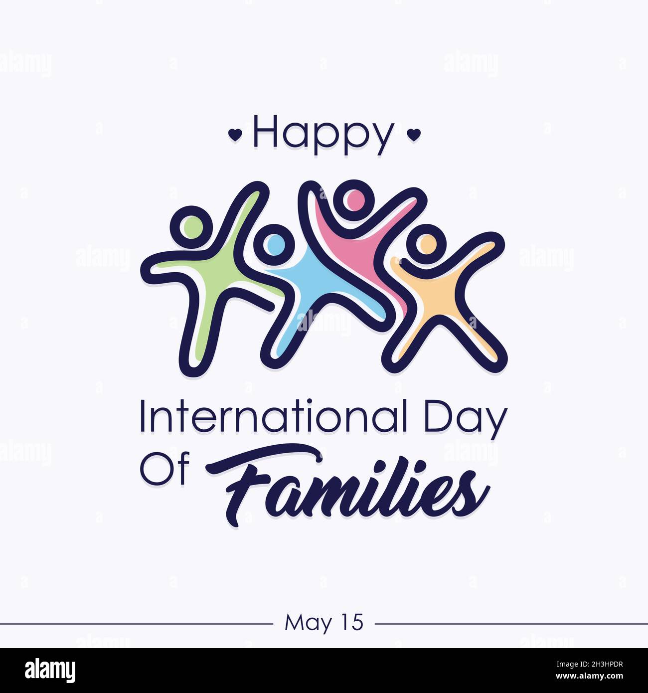 Bunte Wort der Internationale Tag der Familien mit abstrakten Menschen gestalten Liebe. Design Schreiben internationale Tag der Familien für Element Design. Vektor Stock Vektor