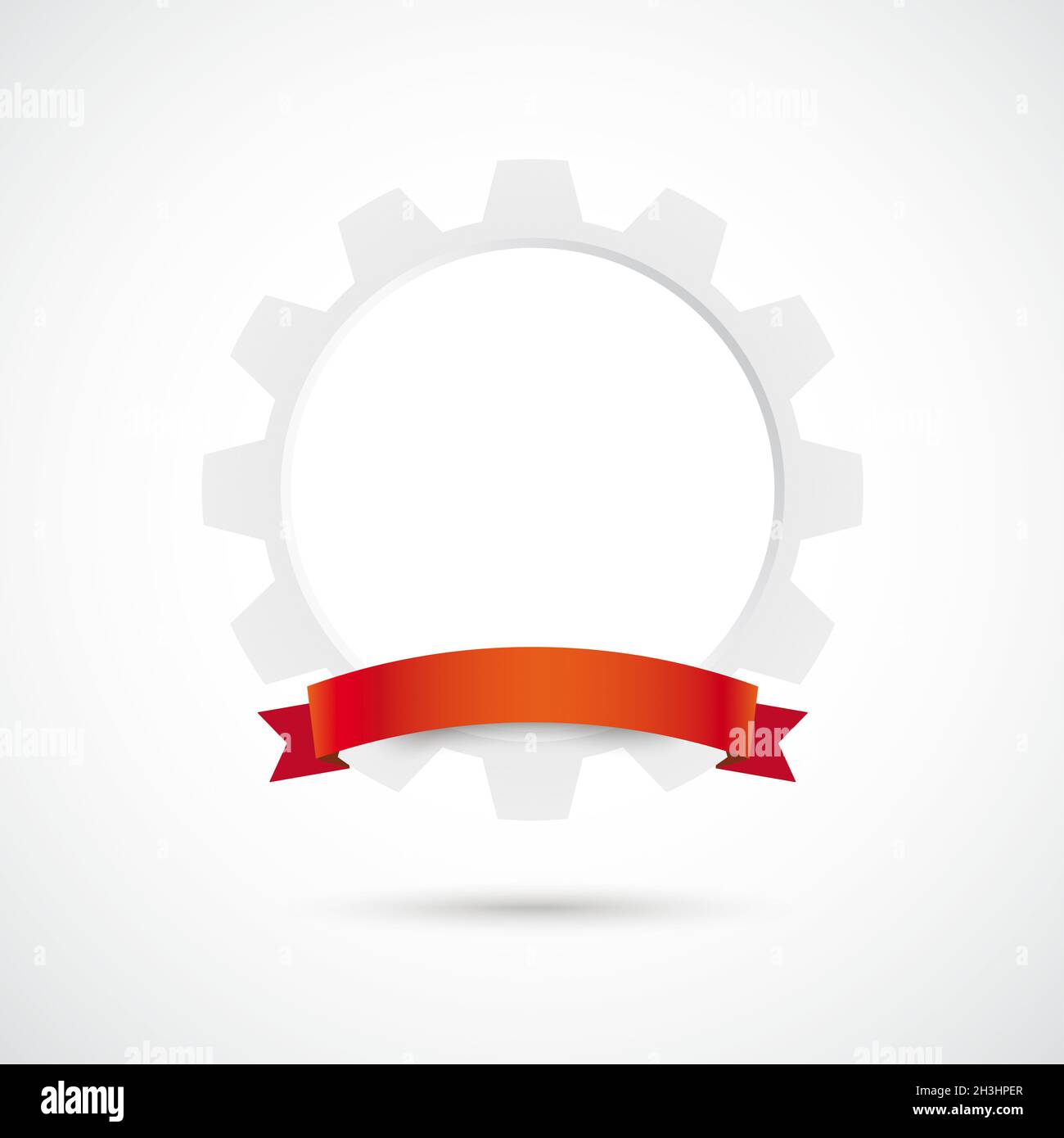 White Gear Red Flag Stockfoto