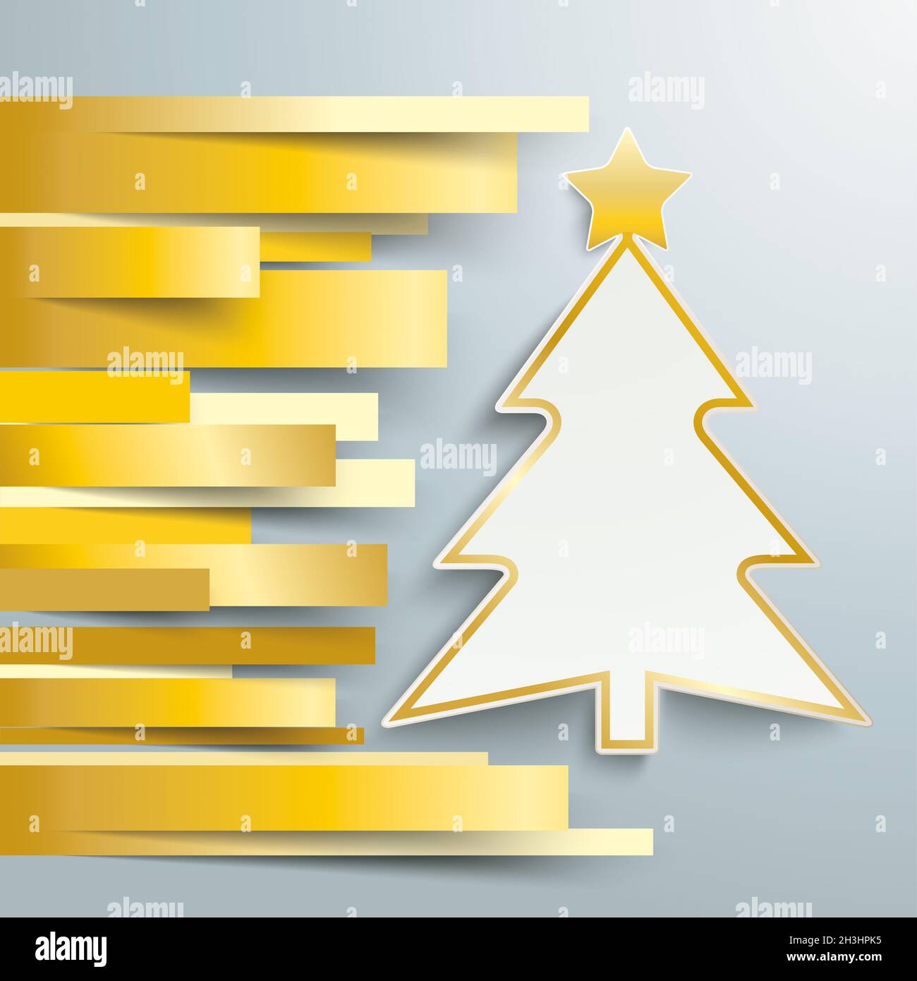 Weihnachtsbaum Mit Goldenen Streifen Stockfoto