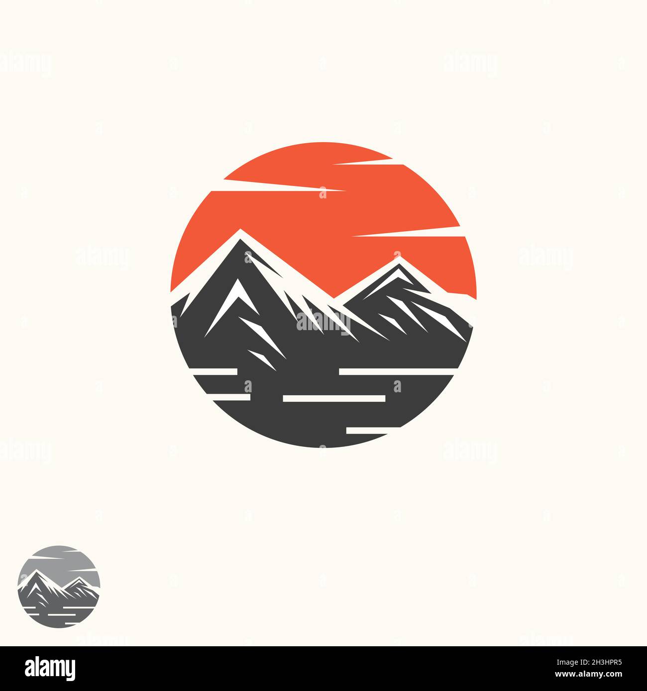 Abstrakte Vektorgrafik Landschaft Natur oder Outdoor-Blick auf die Berge Silhouette. Berge und Reisesymbole für Tourismusorganisationen oder Outdoor-Veranstaltungen Stock Vektor