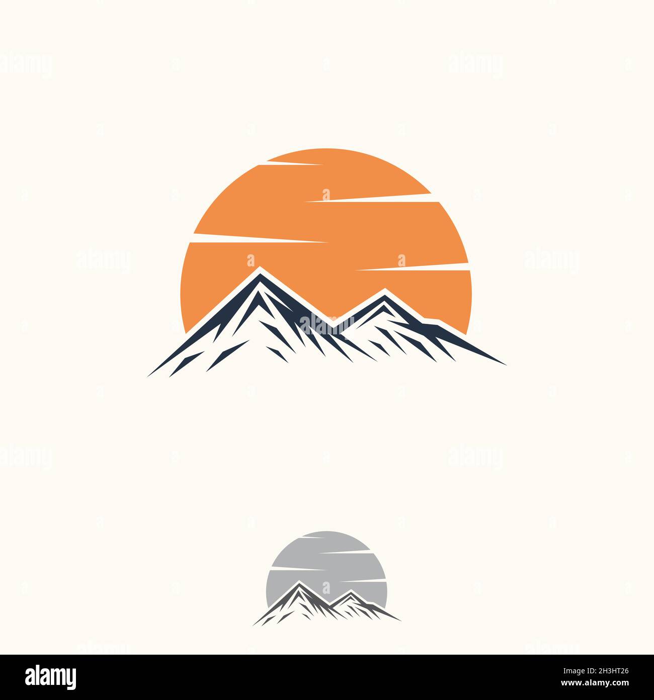 Abstrakte Vektorgrafik Landschaft Natur oder Outdoor-Blick auf die Berge Silhouette. Berge und Reisesymbole für Tourismusorganisationen Stock Vektor