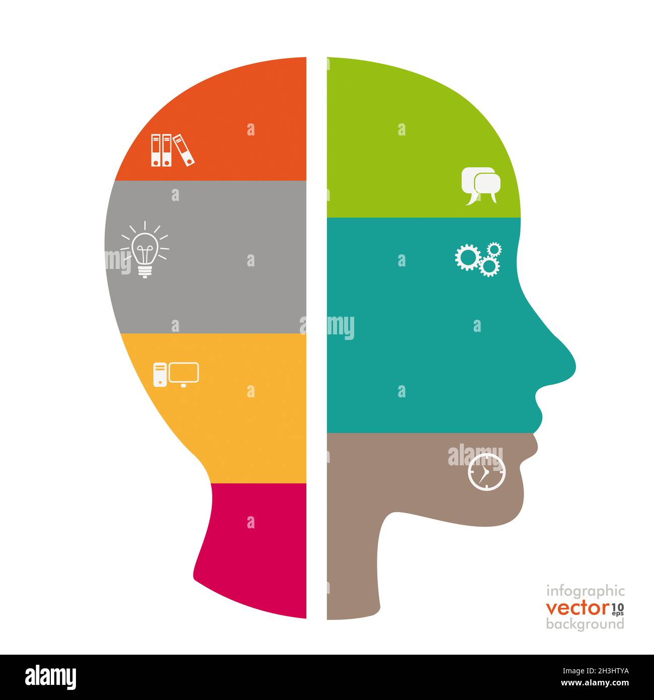 Farbige Infografik „Big Head“ PIAD Stockfoto