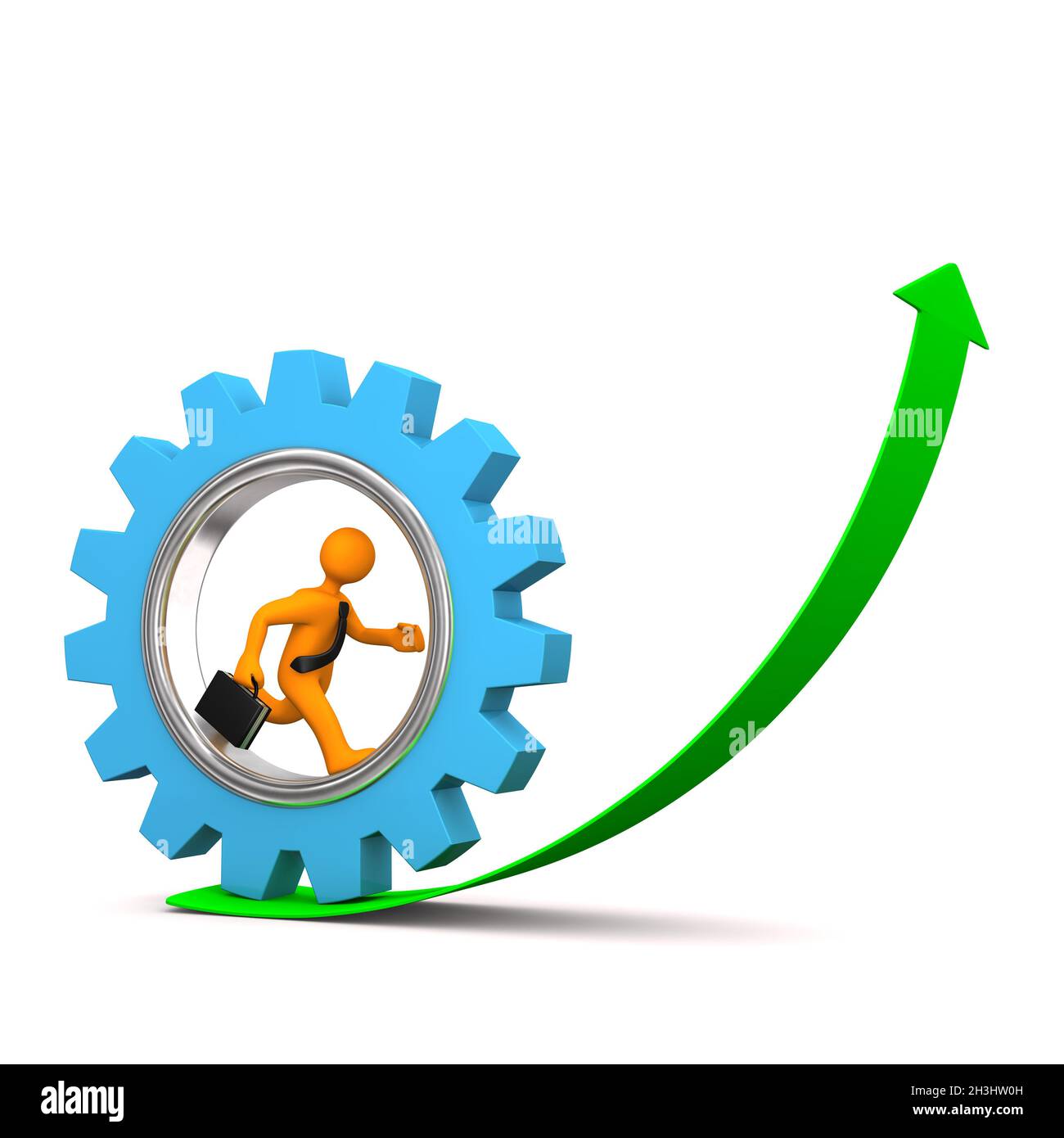 Businessman Gear Arrow Produktion Stockfoto