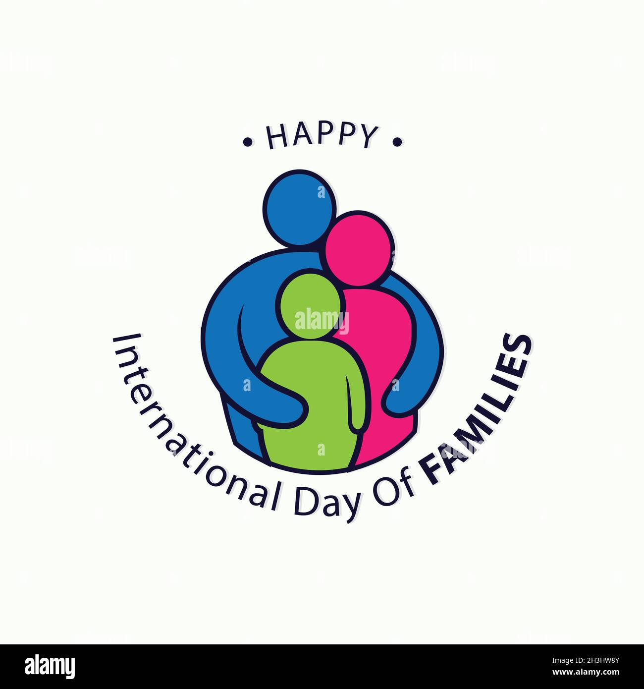 Buntes Wort des internationalen Tages der Familien. Design Letter internationaler Tag der Familien für Element-Design. Vektorgrafik EPS.8 EPS.10 Stock Vektor