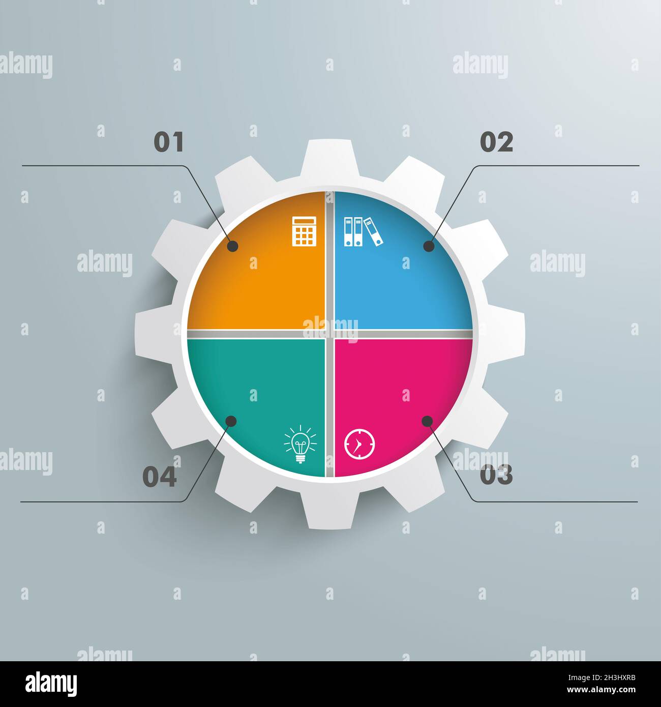 Gear 4 Optionen Infografik PIAD Stockfoto