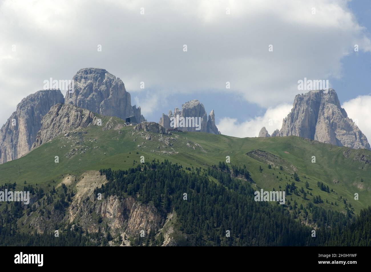 Langkofel, Langkofel, Seiser Alm, Sellajoch, Stockfoto