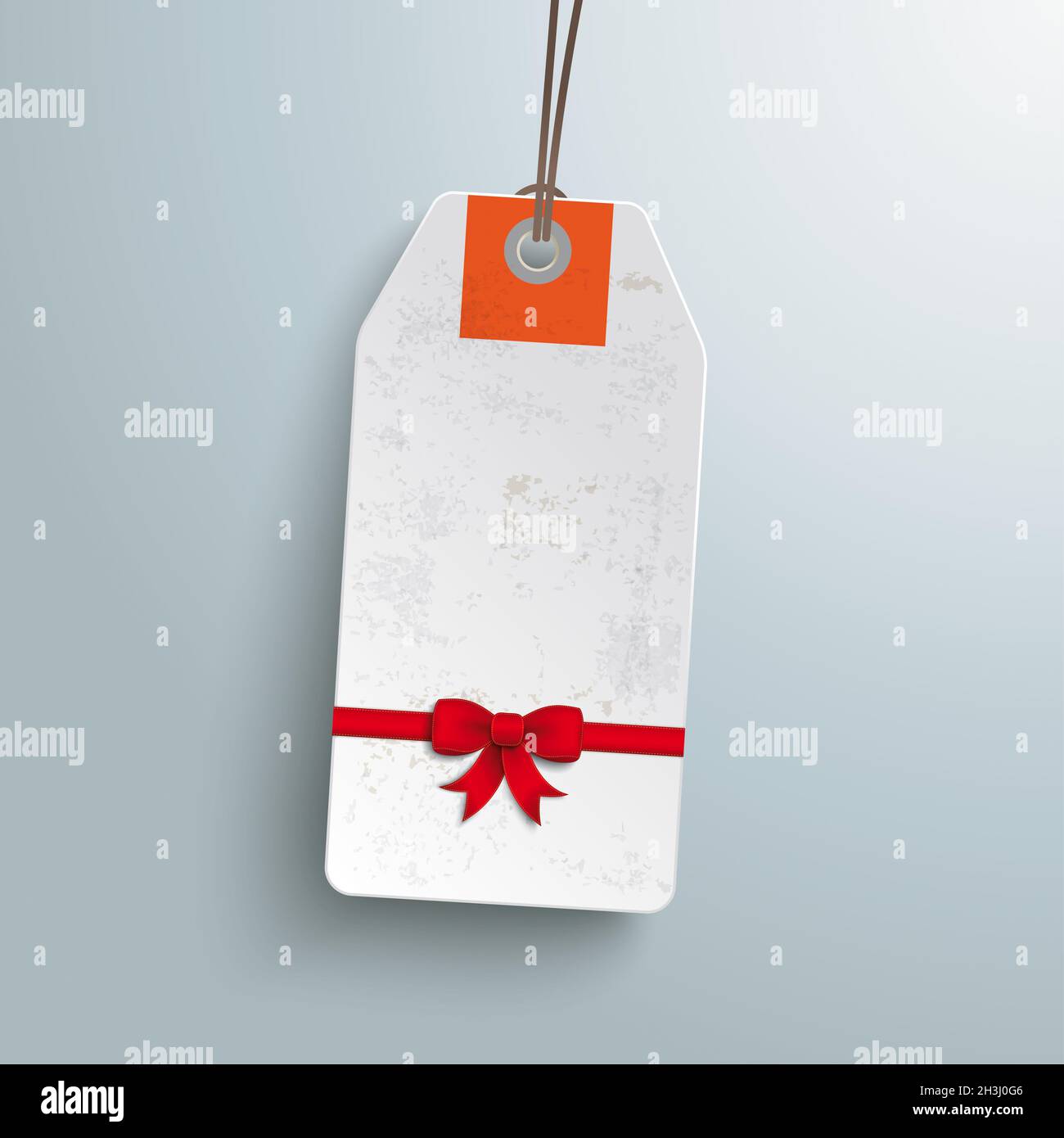 Weiße Preisaufkleber Weihnachten Rotes Band Stockfoto