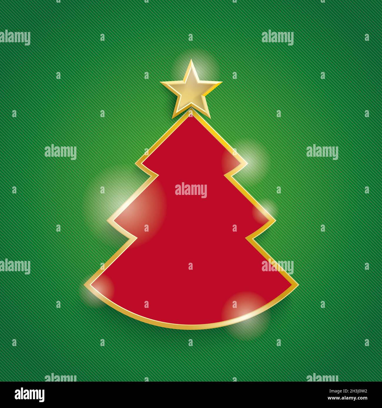 Weihnachtsbaum Golden Star Green Hintergrund Stockfoto