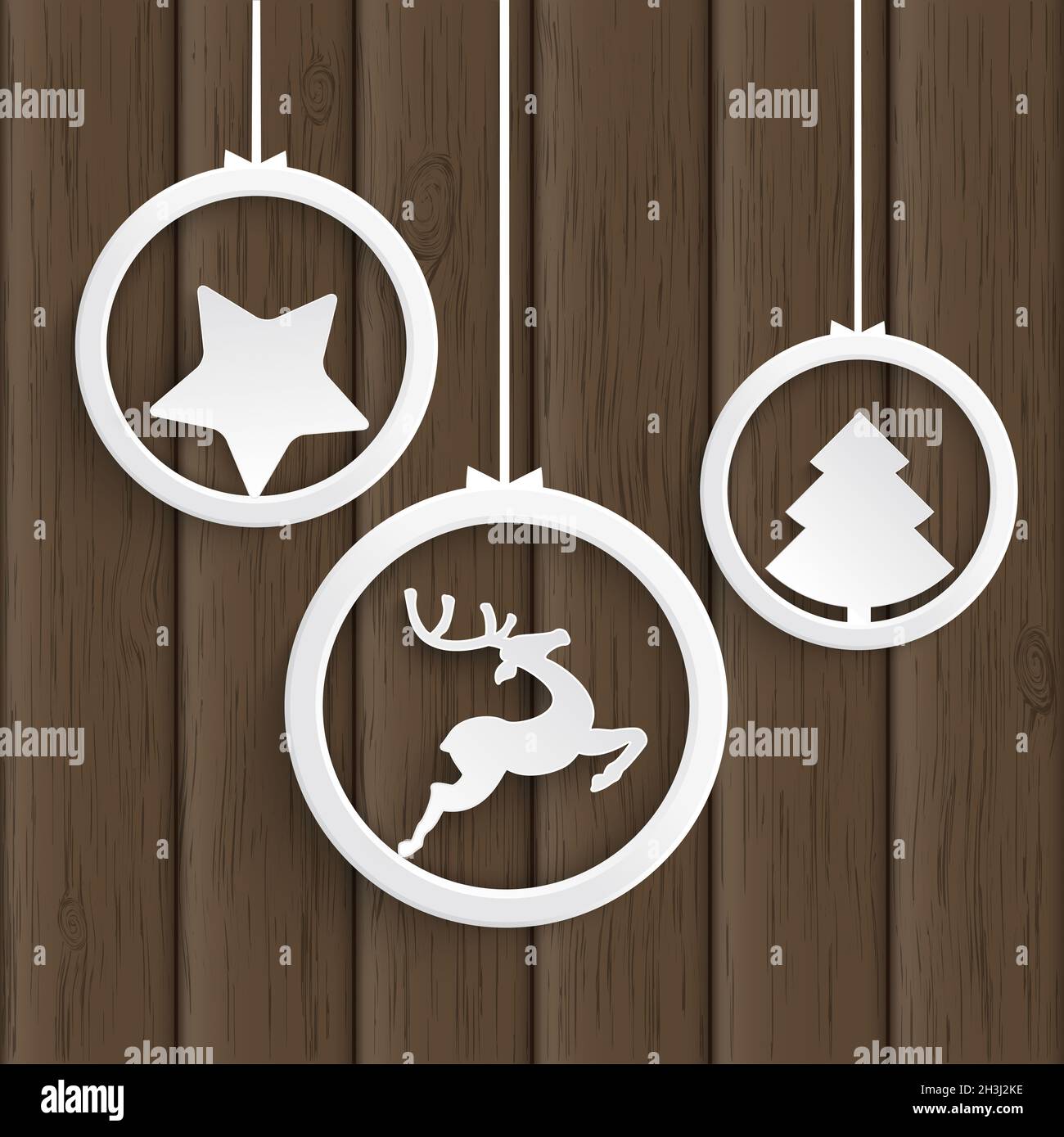 Weihnachten 3 White Rings Wood Stockfoto